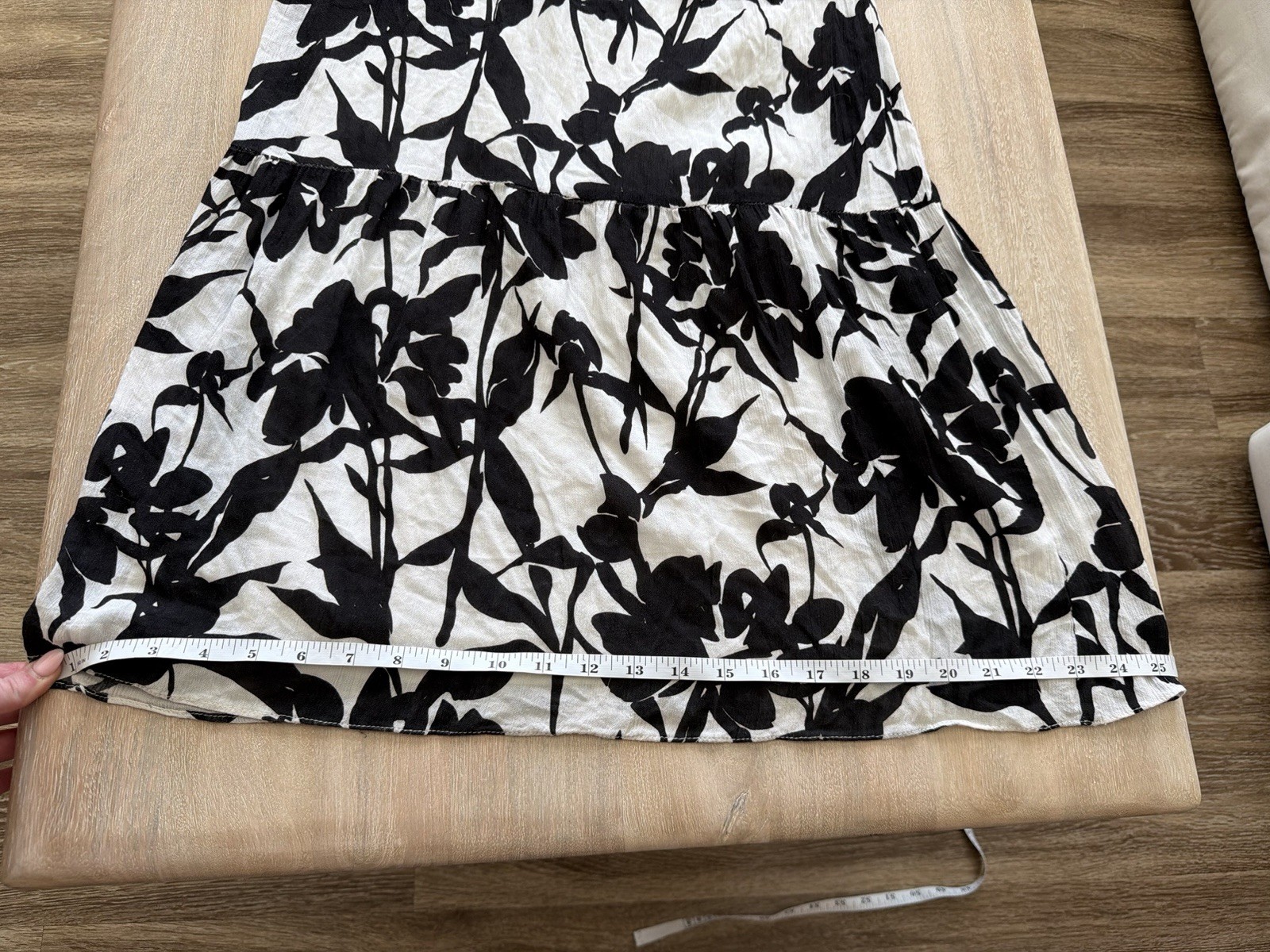 Hutch Smocked Floral Wide Leg Jumpsuit Black White Size Large Bow Tie Straps
