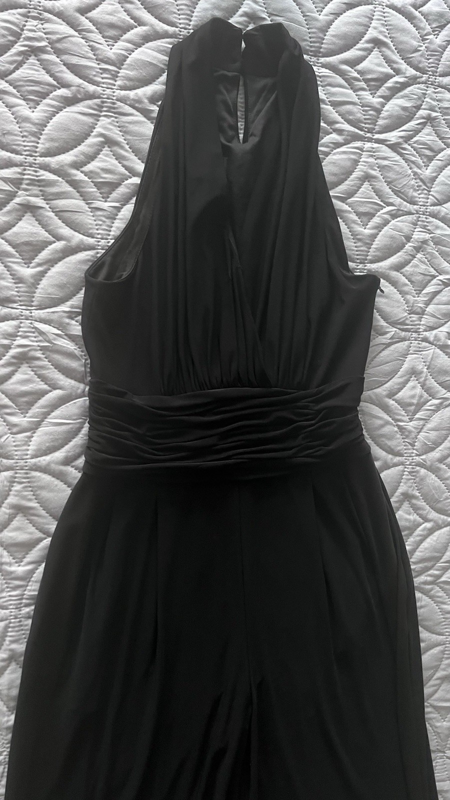 Nine West Women’s Black Sleeveless Halter Ruched Waist Jumpsuit Sz 2