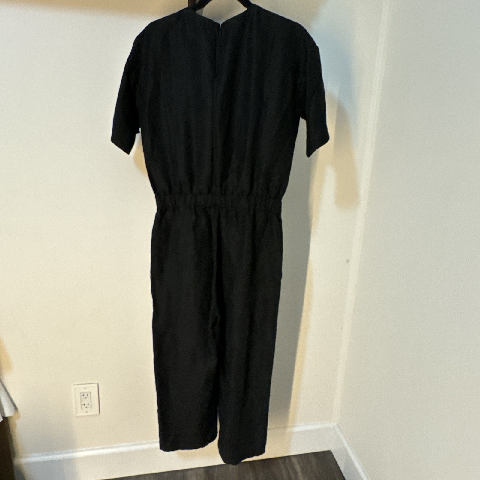 Eileen Fisher Jumpsuit Size XS/TP Black Wide Leg Cropped Drawstring NWT $278
