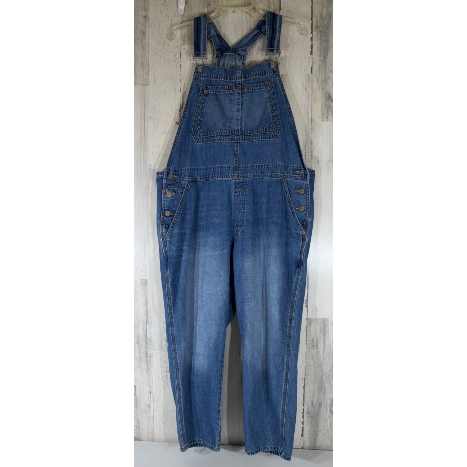 GAP Denim Overalls Slouch Size XL Medium Indigo Blue Cotton Relaxed Bib Jumpsuit