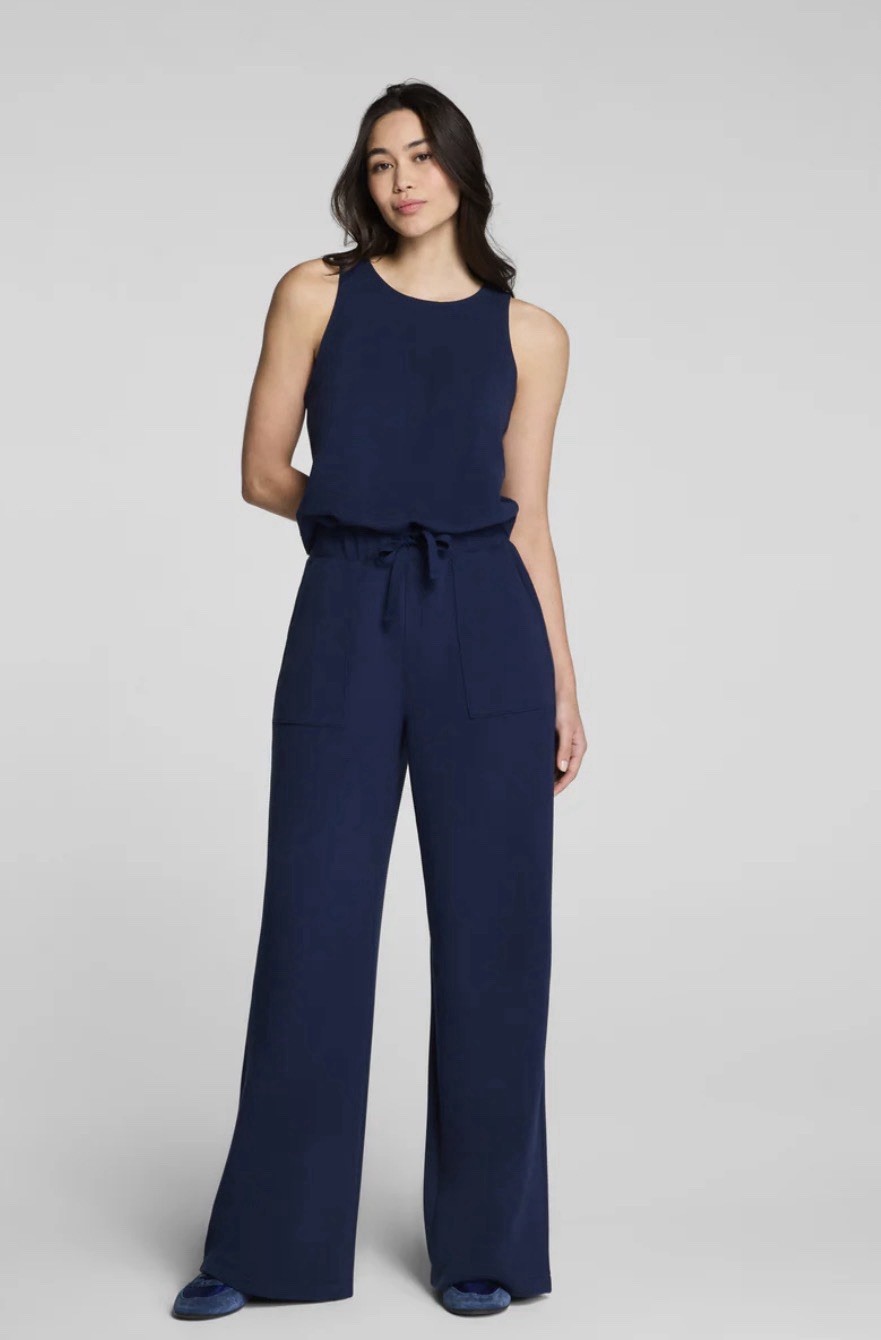 SPANX AirEssentials Sleeveless Jumpsuit Timeless Navy 3X Plus Size Wide Leg