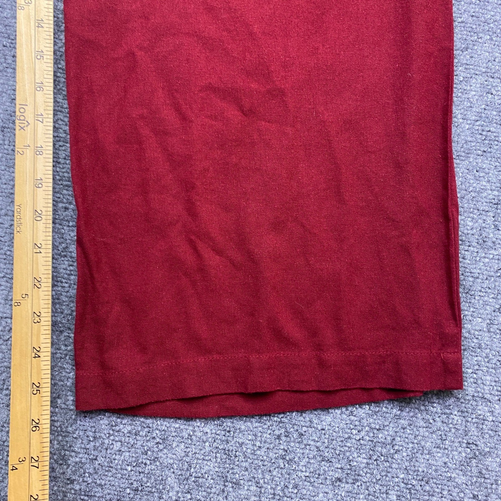 Linen Blend Short Sleeve Wide Leg Jumpsuit Red Wine Button Back Tie Waist