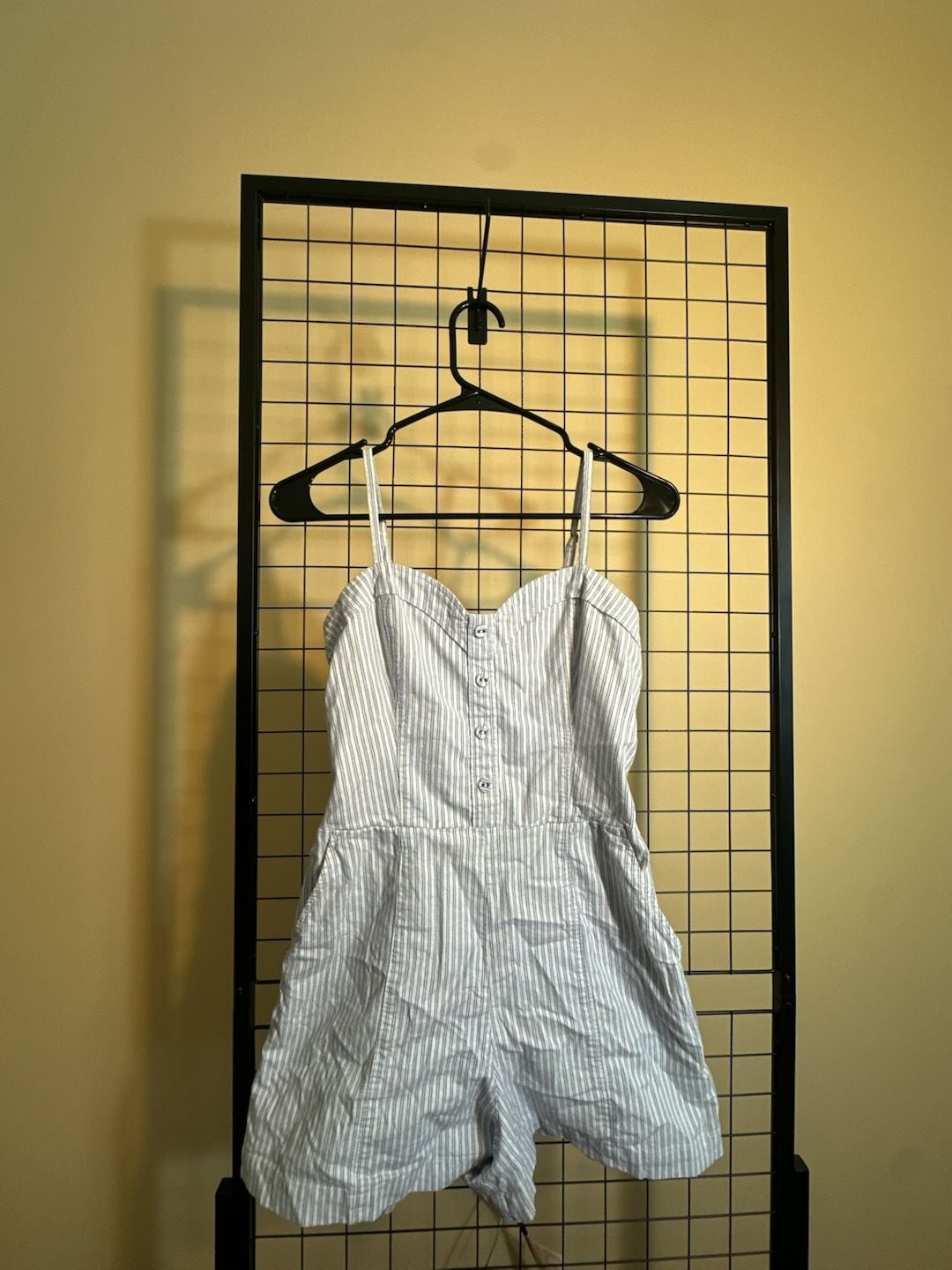 Abercrombie & Fitch Women’s Blue and White Striped Smocked Romper Size S