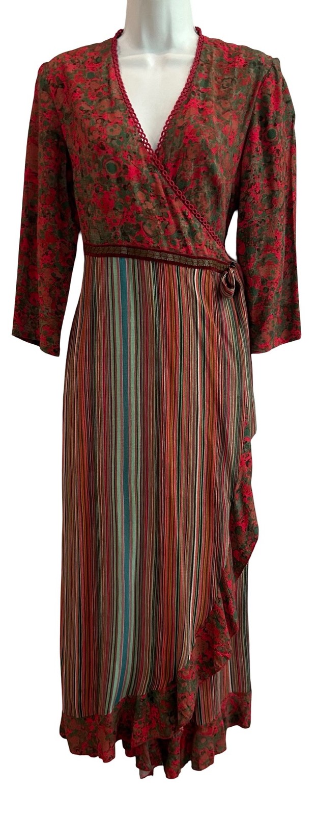 BLANK LONDON x Anthro Mitchell Jumpsuit XS Floral Stripe Ruffle Wrap Front Belt