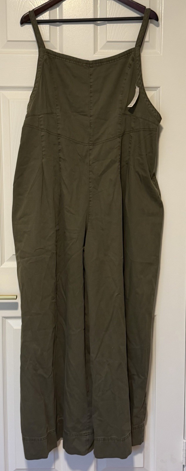 aerie Military Green Wide-Leg Relaxed Jumpsuit with Adjustable Straps Size XL