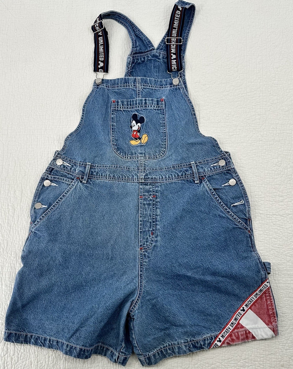 Mickey Mouse Women’s Overall Shorts Vintage Size XL Mickey Unlimited M6