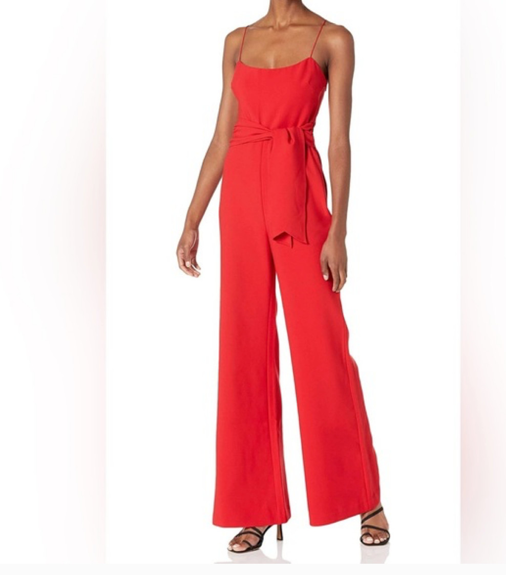 Likely Bright Red Wide Leg Minimalist Jumpsuit Size 00