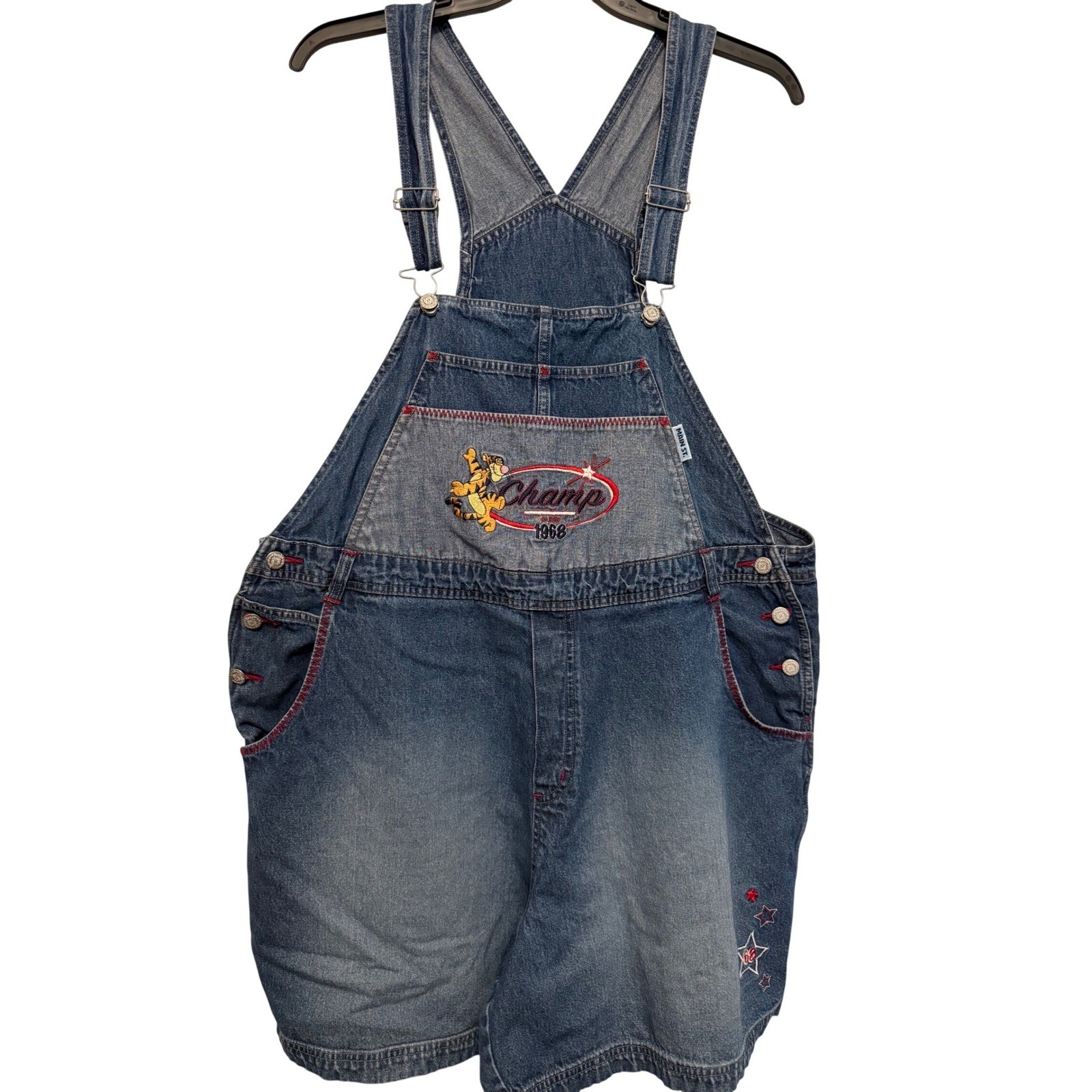Disney Main Street Tigger Champ Denim Shortalls Womens 22W 24W Vintage Style