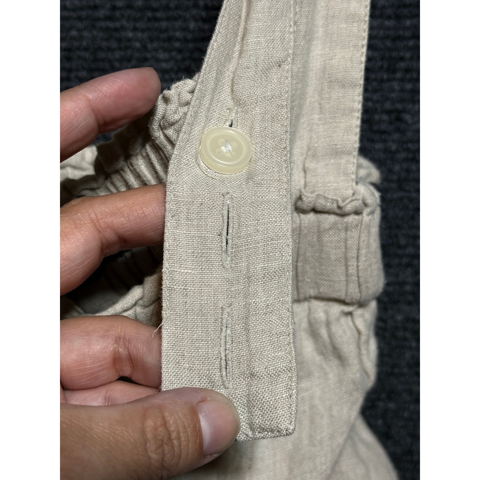 J.Crew Jumpsuit Women S Beige Excellent 100% Linen Wide Leg Adjustable Straps