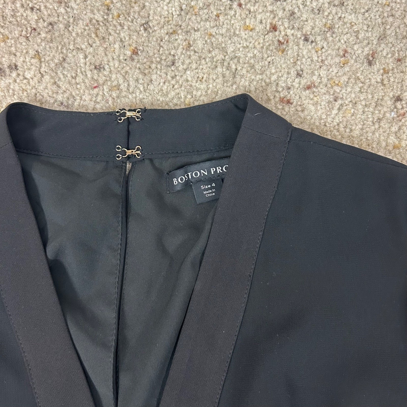 Boston Proper Black Long Sleeve Jumpsuit Wide Leg Classic Dressy Size 4 Women’s
