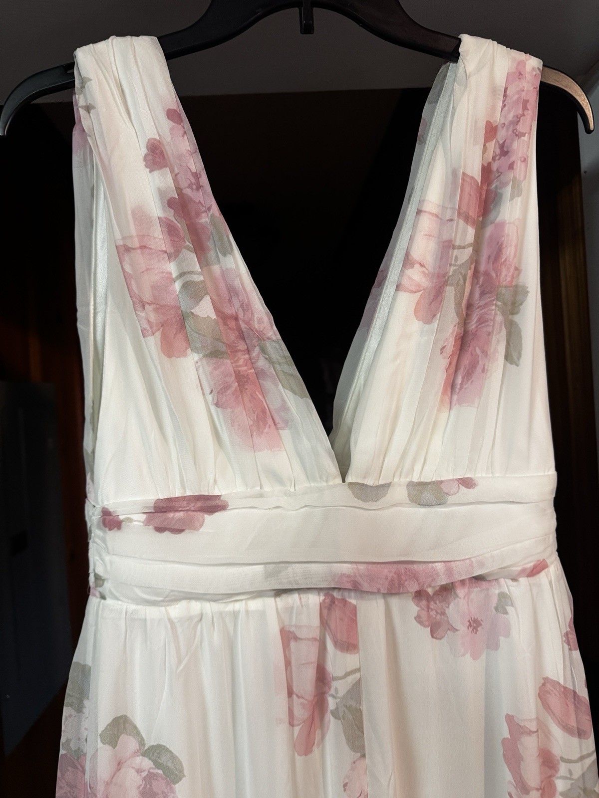 Lulus Floral Jumpsuit Women’s Small White Pink Sleeveless Empire Waist Boho