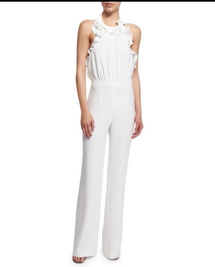 Diane von Furstenberg DVF Blithe Womens 100% Silk Halter Jumpsuit Sz 2 Old Money