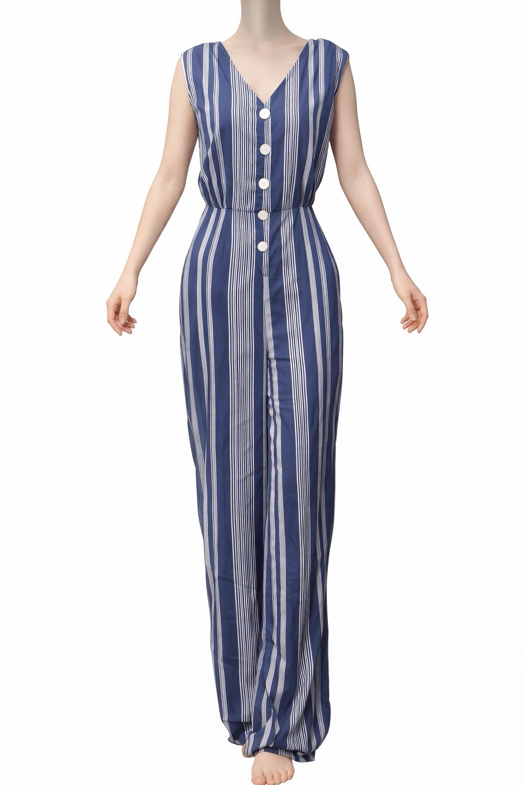 One Piece Romper By Expressions Size M Blue And White Stripe Nautical Lightweigh