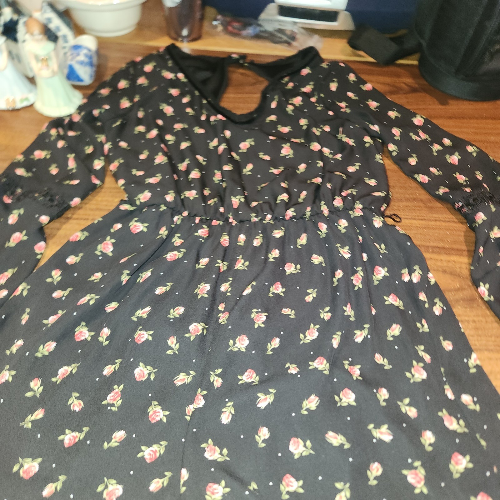 Womens Disney Princess Romper Lace Medium Black Roses Belle Beauty & the Beast
