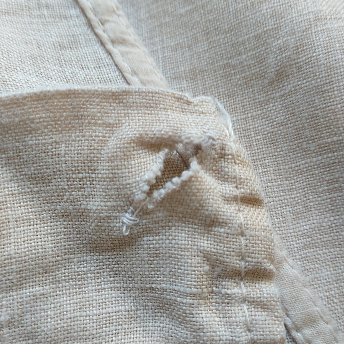 Made InItaly Jumpsuit Bib Overall Womens S/M*Beige 100%Linen Lagenlook Minimalis