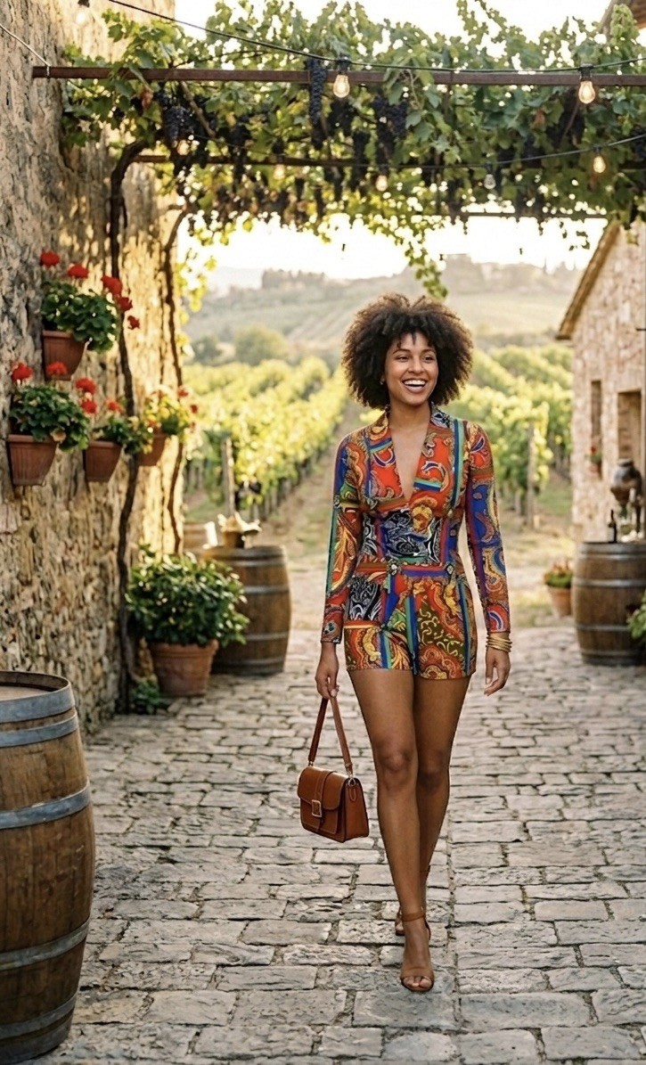 Good Time Women’s Romper Medium Colorful Paisley Long Sleeve Shorts