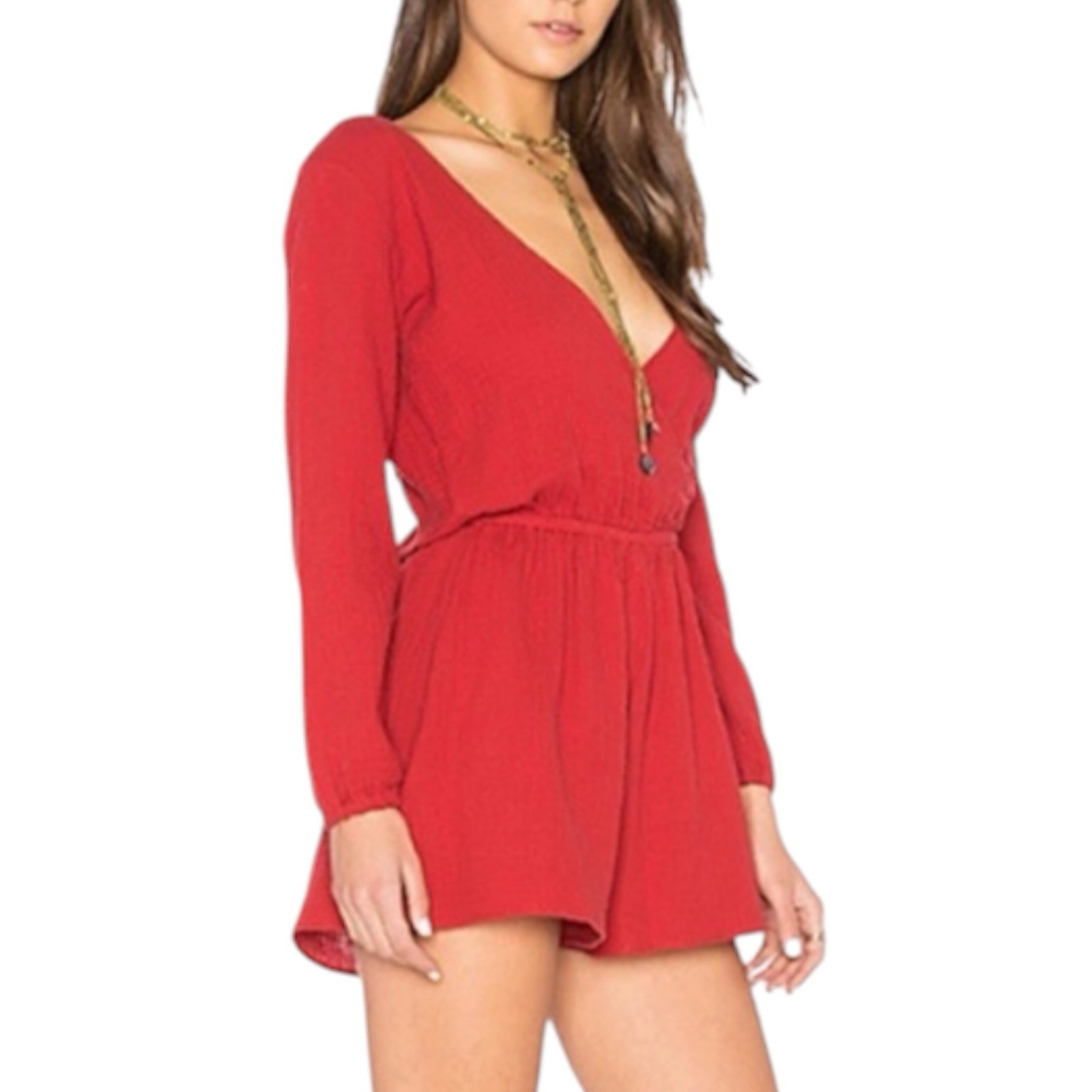 The Fifth Label Sweet Disposition Playsuit Brick Red Size Small NWT Gauzey Beach