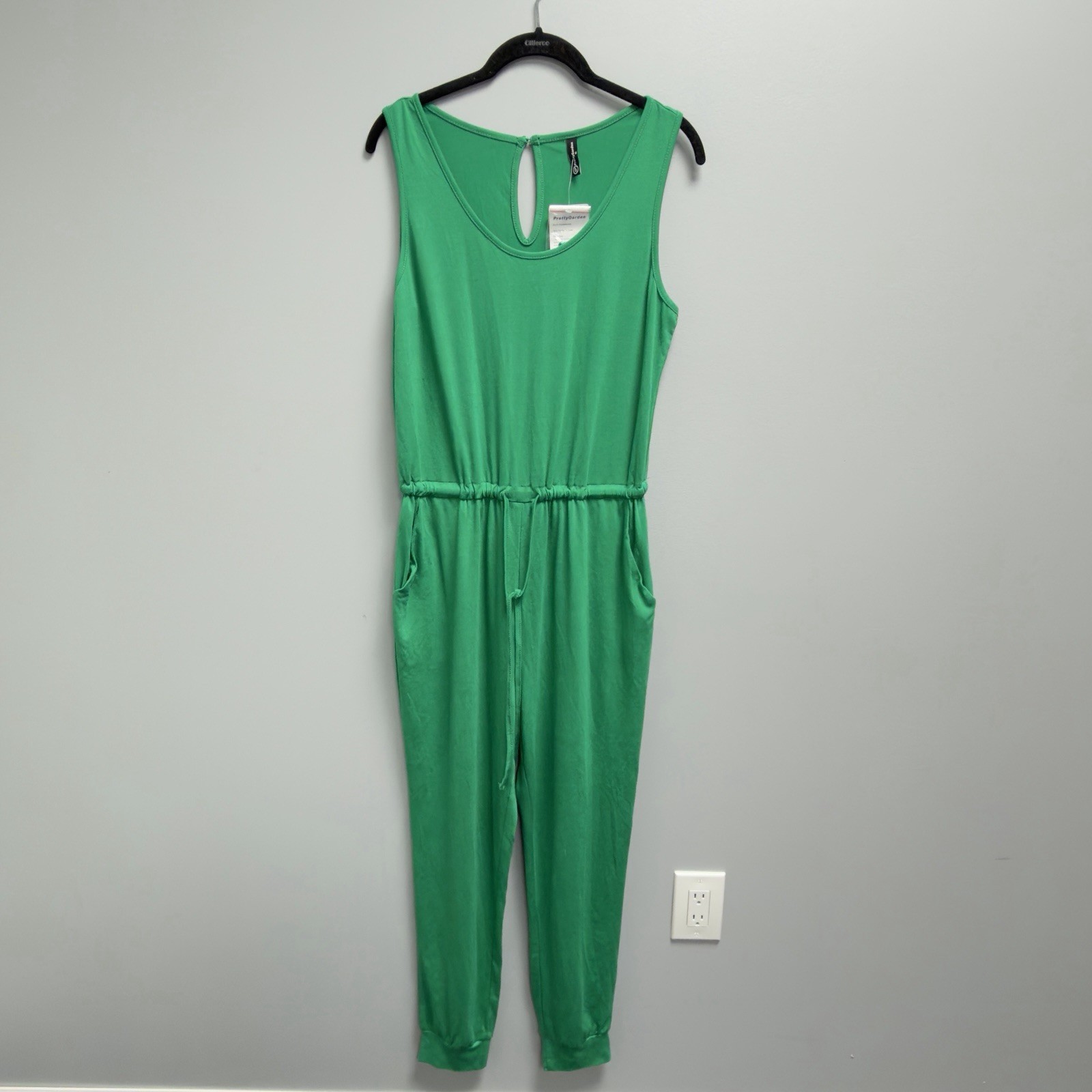 Pretty Garden Jumpsuit Women M Green Pockets Lounge Wear Comfy Cruise Vacation