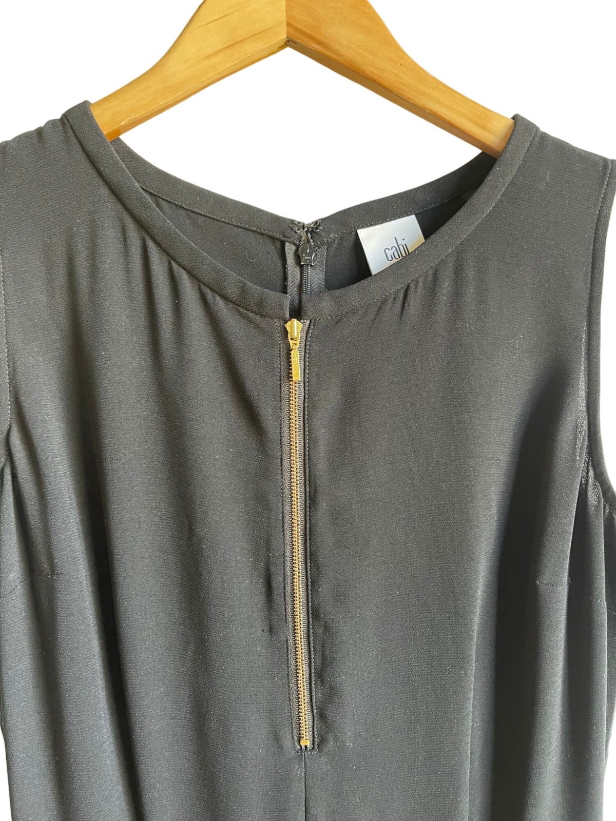 CABI #3340 Grace Black Sleeveless Wide Leg Jumpsuit Size 4 Front & Back Zip