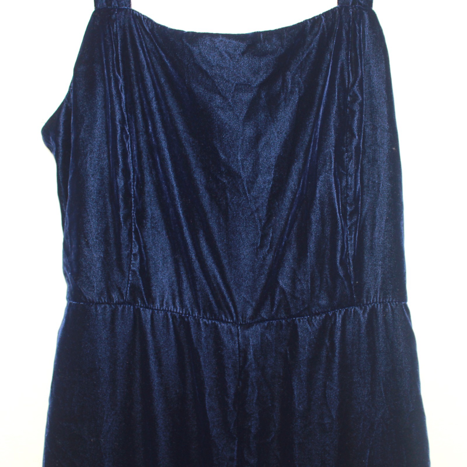 Gap Navy Blue Velvet Apron Wide-Leg Jumpsuit Sleeveless Size 0/XS Tall