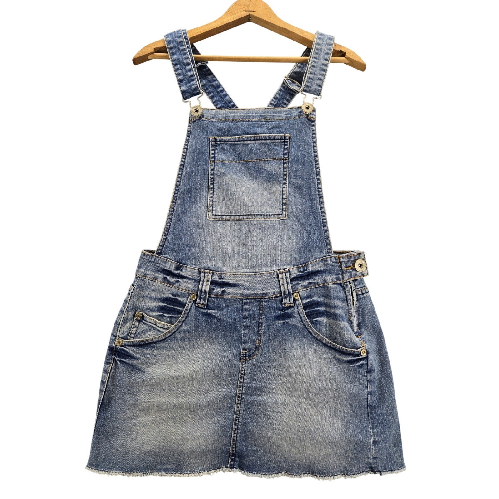 Highway Jeans Denim Skirt Overalls Dress Y2K W/ Side Pockets Size Juniors 7