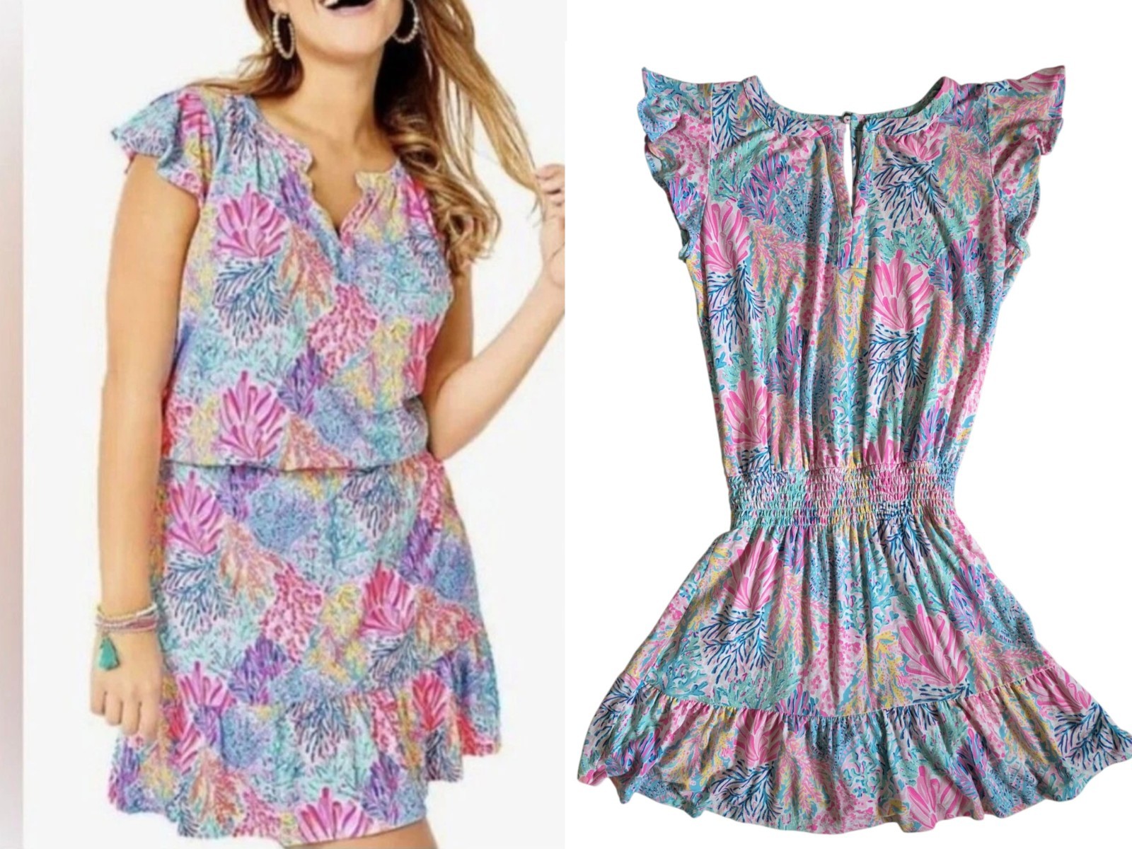 Lilly Pulitzer Ravi Romper XS Splash Dance Flutter Sleeve $168 Resort Wear