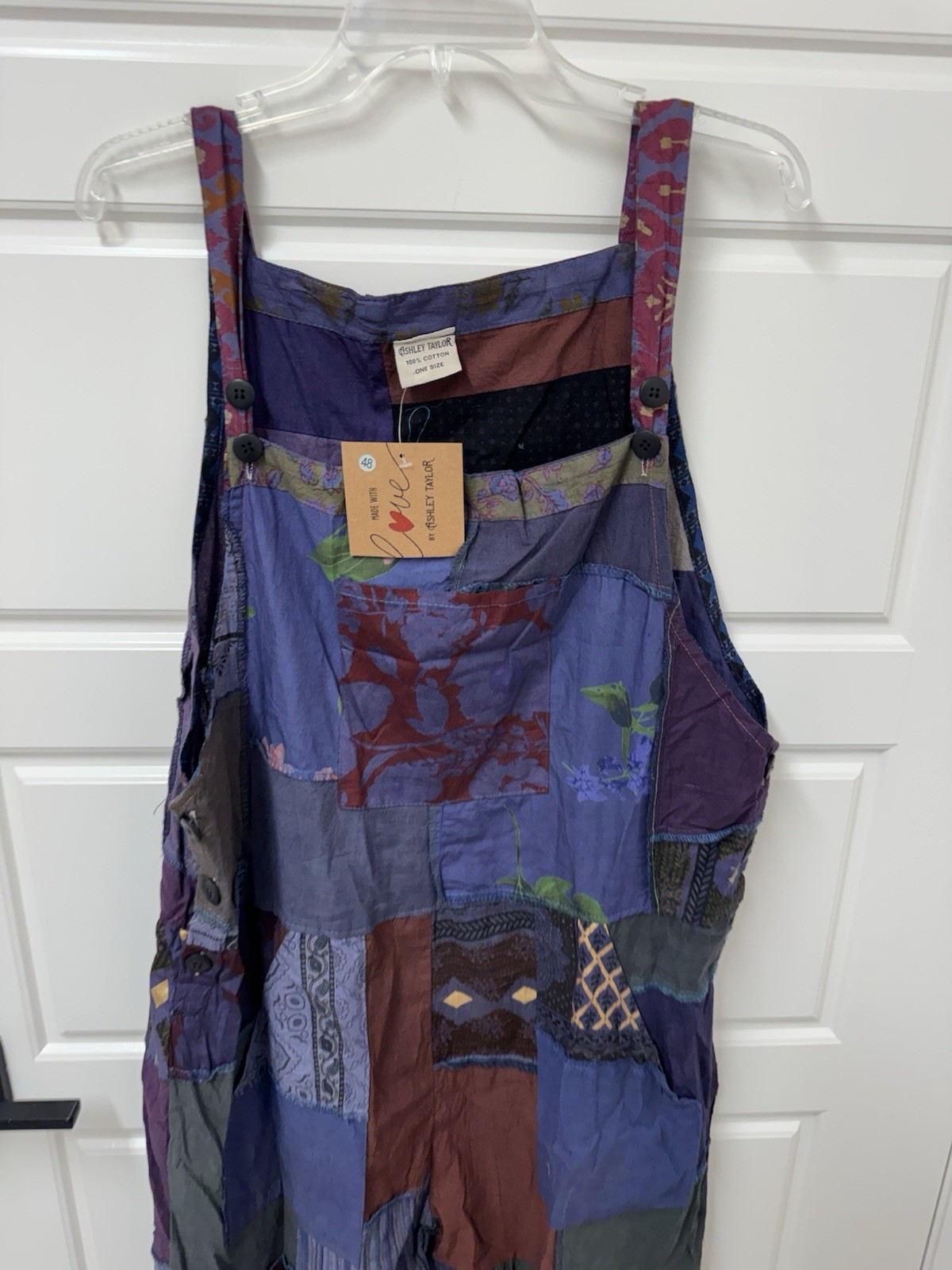 Ashley Taylor Patchwork Jumpsuit Overalls One Size Boho Hippie Festival NWT A3