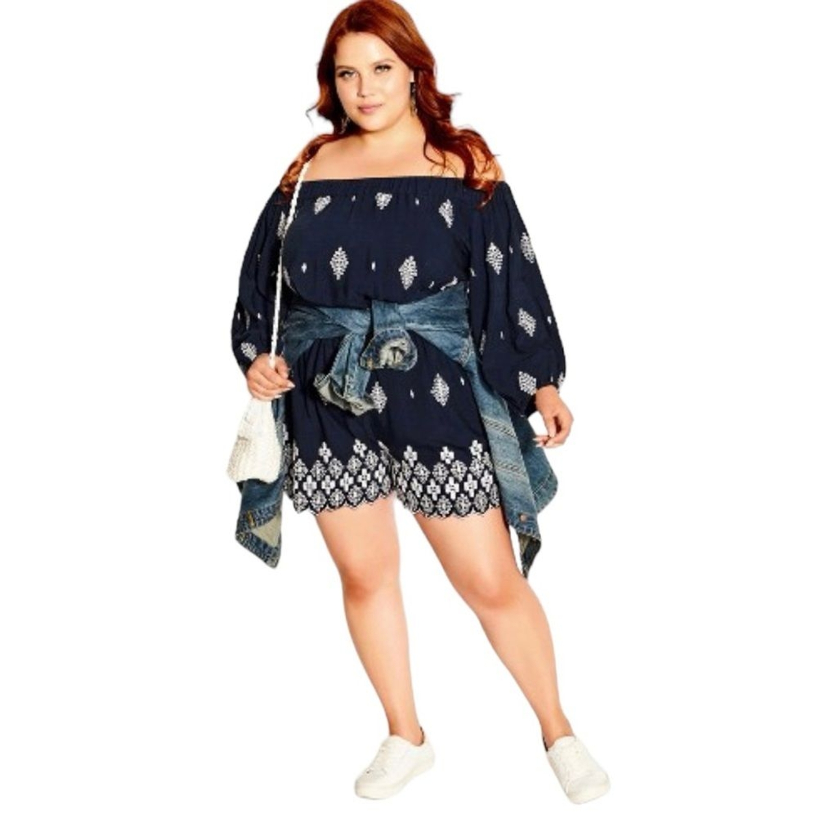 City Chic Sun Lover Playsuit In Navy Linen Blend Size 16