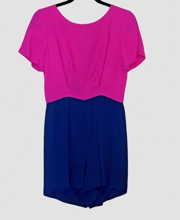 Medium Amanda Richard Silk Hot Pink Short Romper Revolve