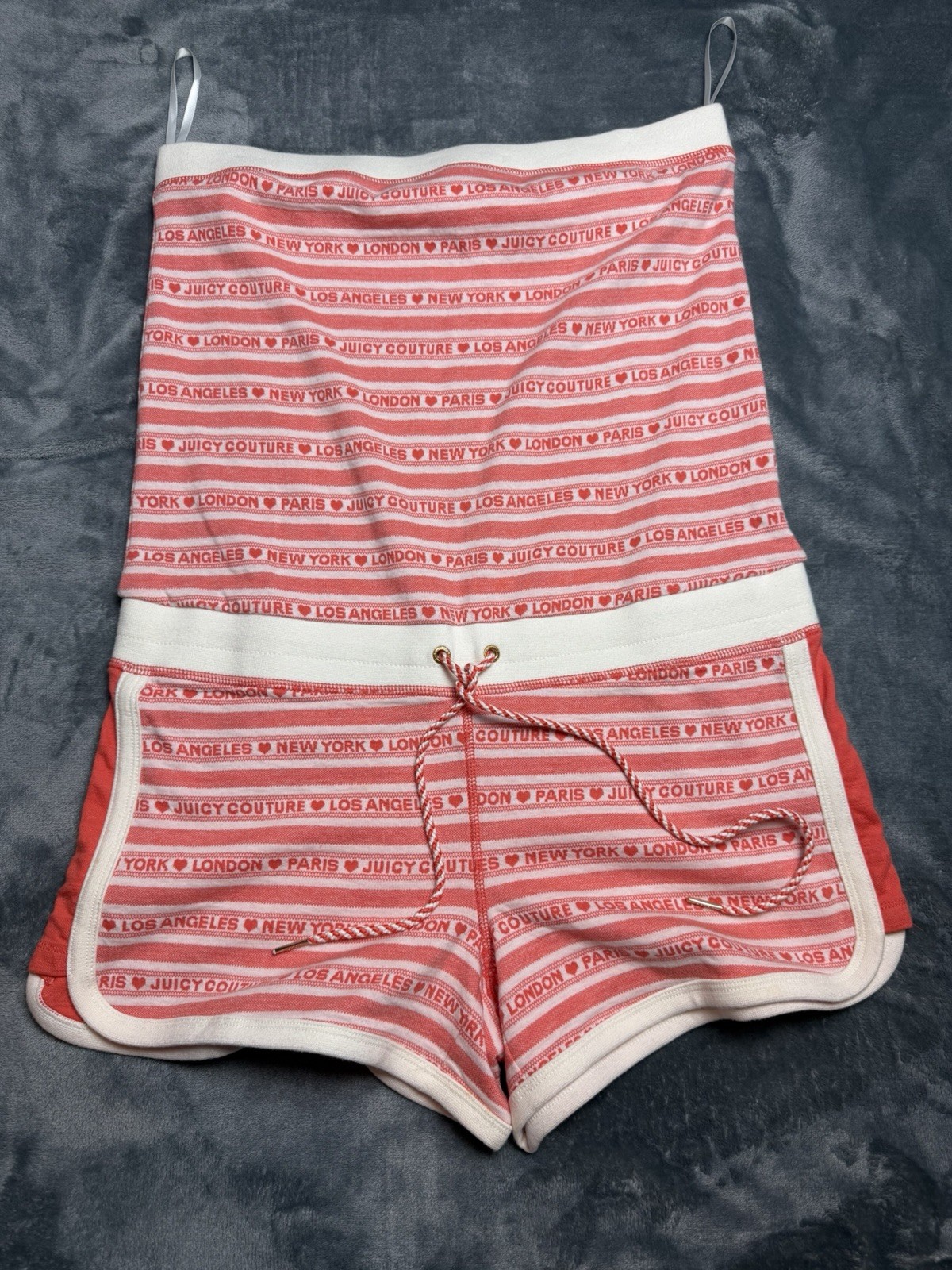 Juicy Couture Safety Orange City Guide Romper New Rare Large
