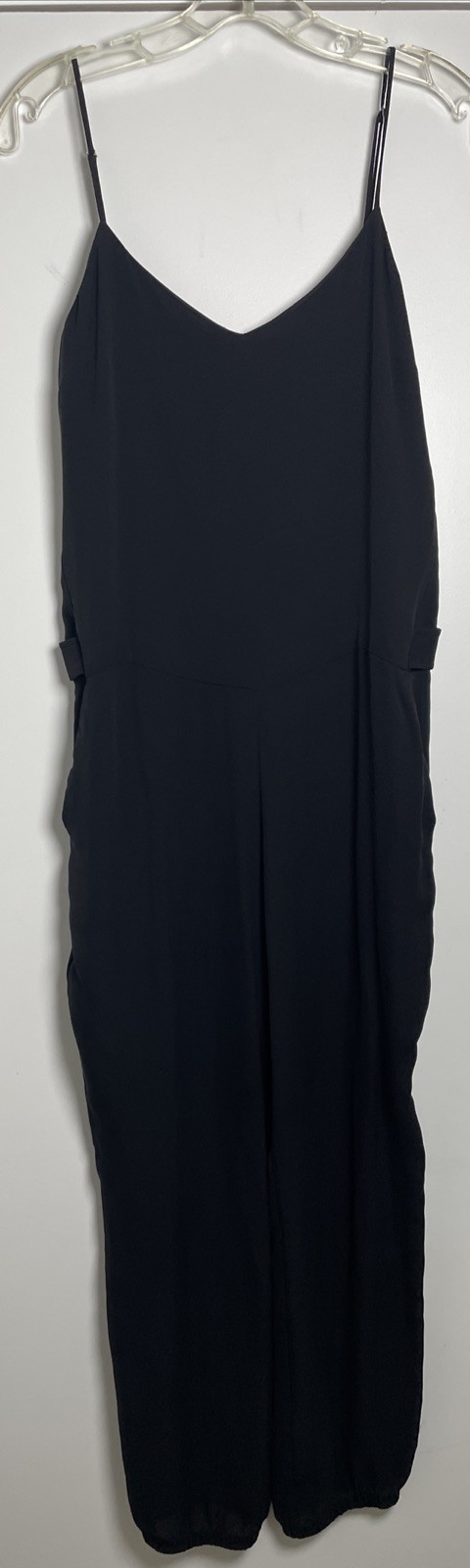 Theory Stassia Silk Jumpsuit Women’s 8 Black Sleeveless Spaghetti Strap Jogger