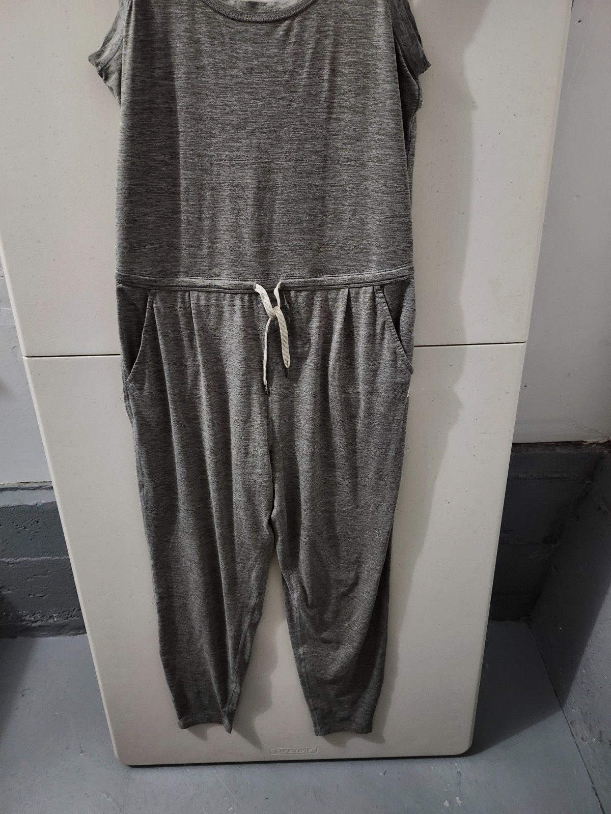 Vuori Jumpsuit Womens S Gray Lux Harem Sleeveless Tank Drawstring Taper Stretch