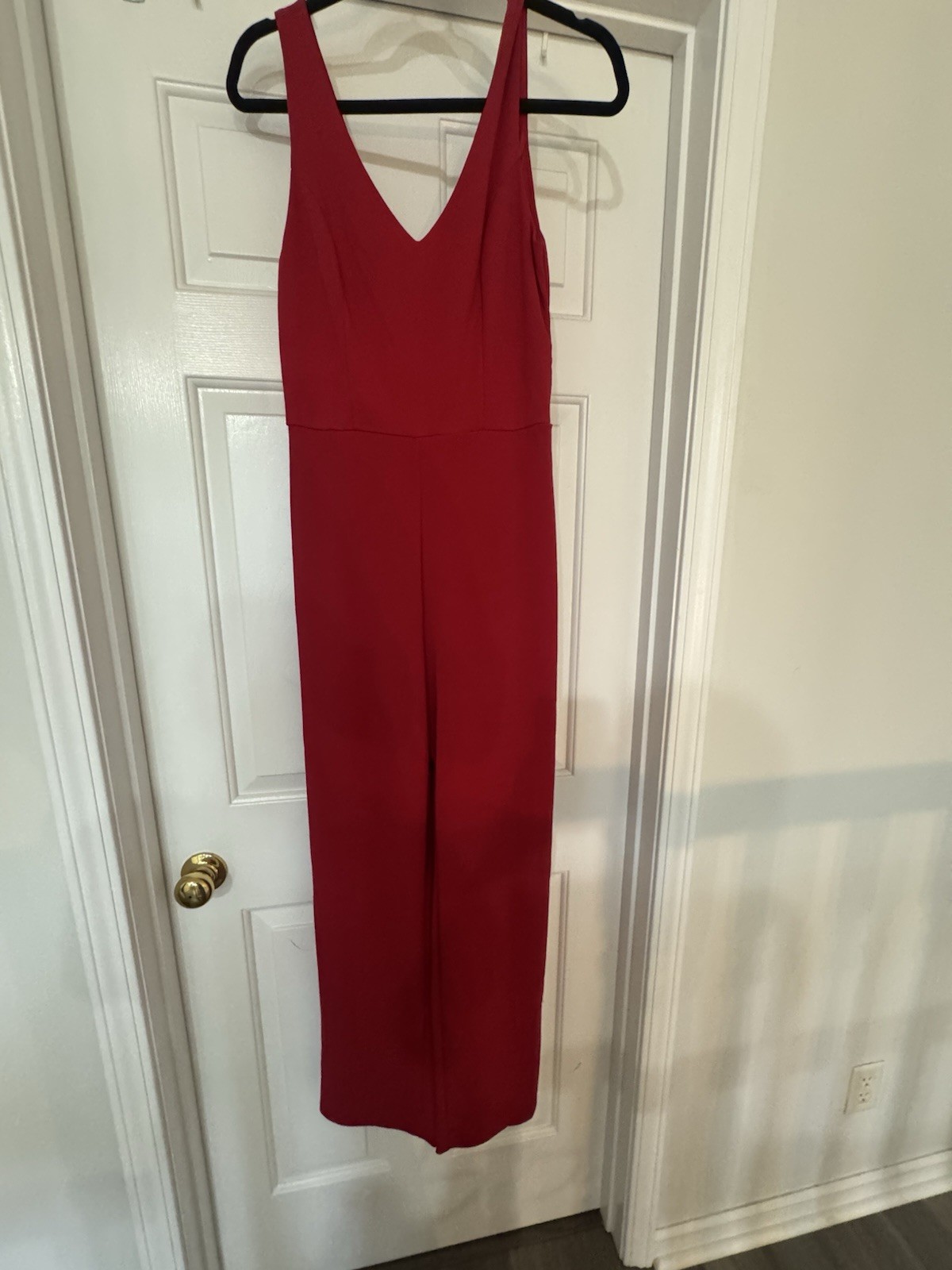 Crystal Sky Red Sleeveless V-Neck Straight Leg Women’s Jumpsuit Size M