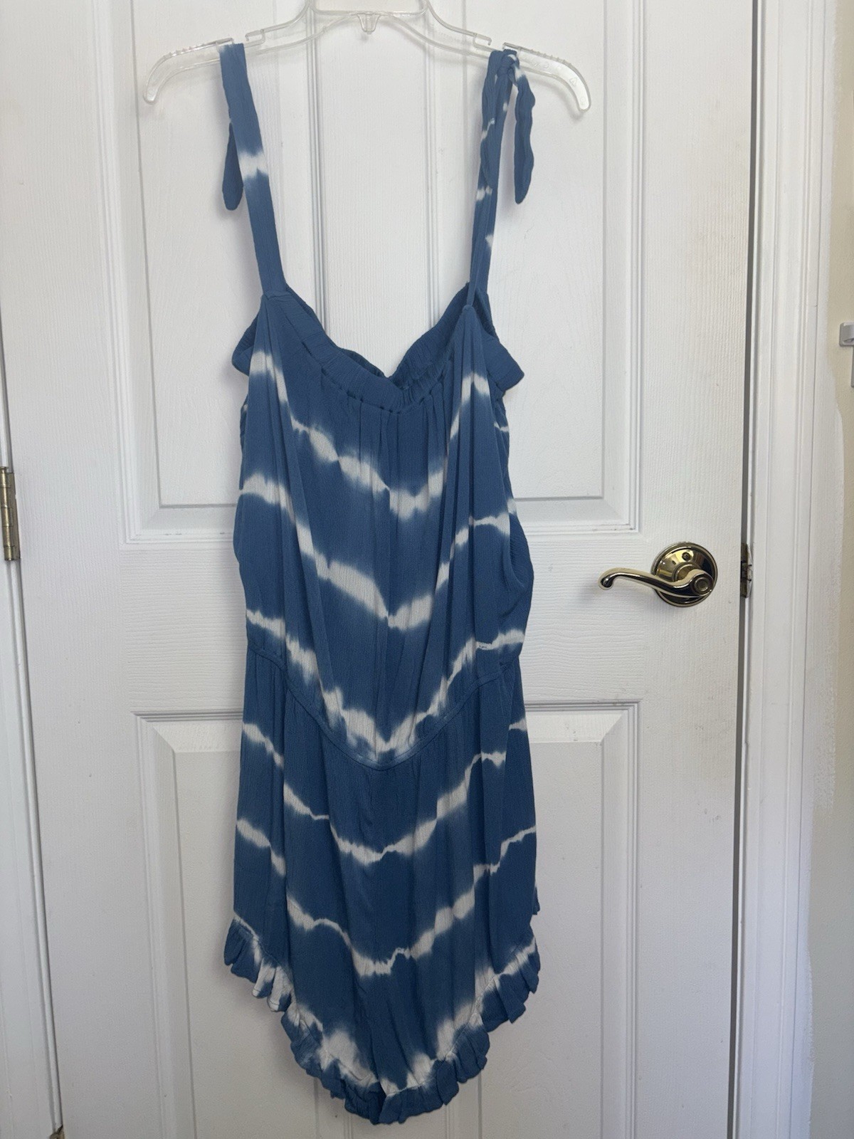 NWT Aeropostale Blue White Tie Dye Striped Romper XL Beachy Flowy