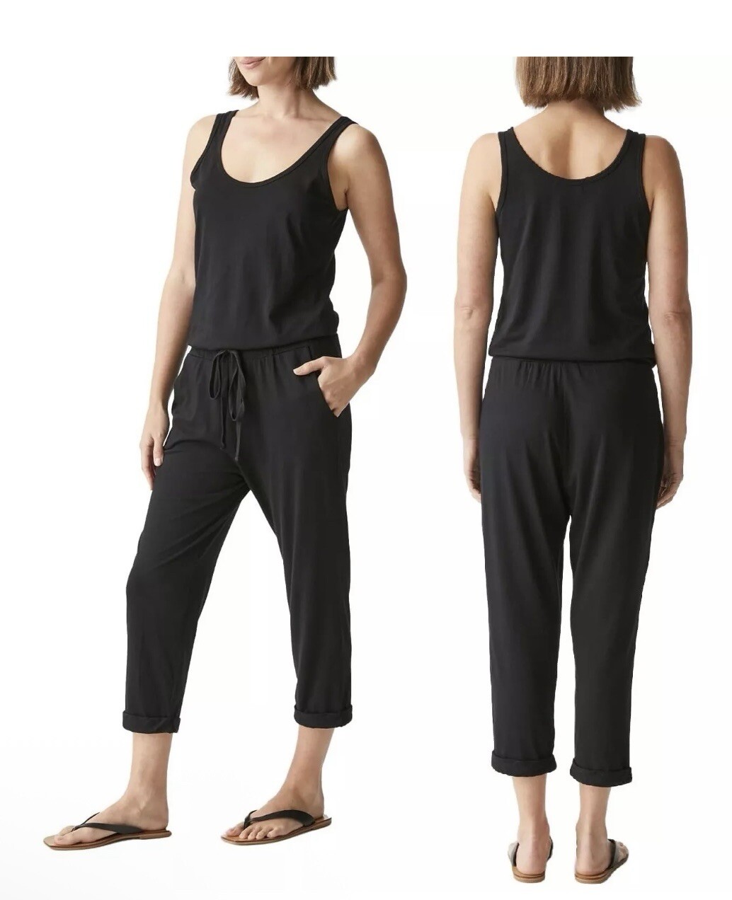 Michael Stars Anthropologie Black Tank Jumpsuit Size Small Black Ankle Crop