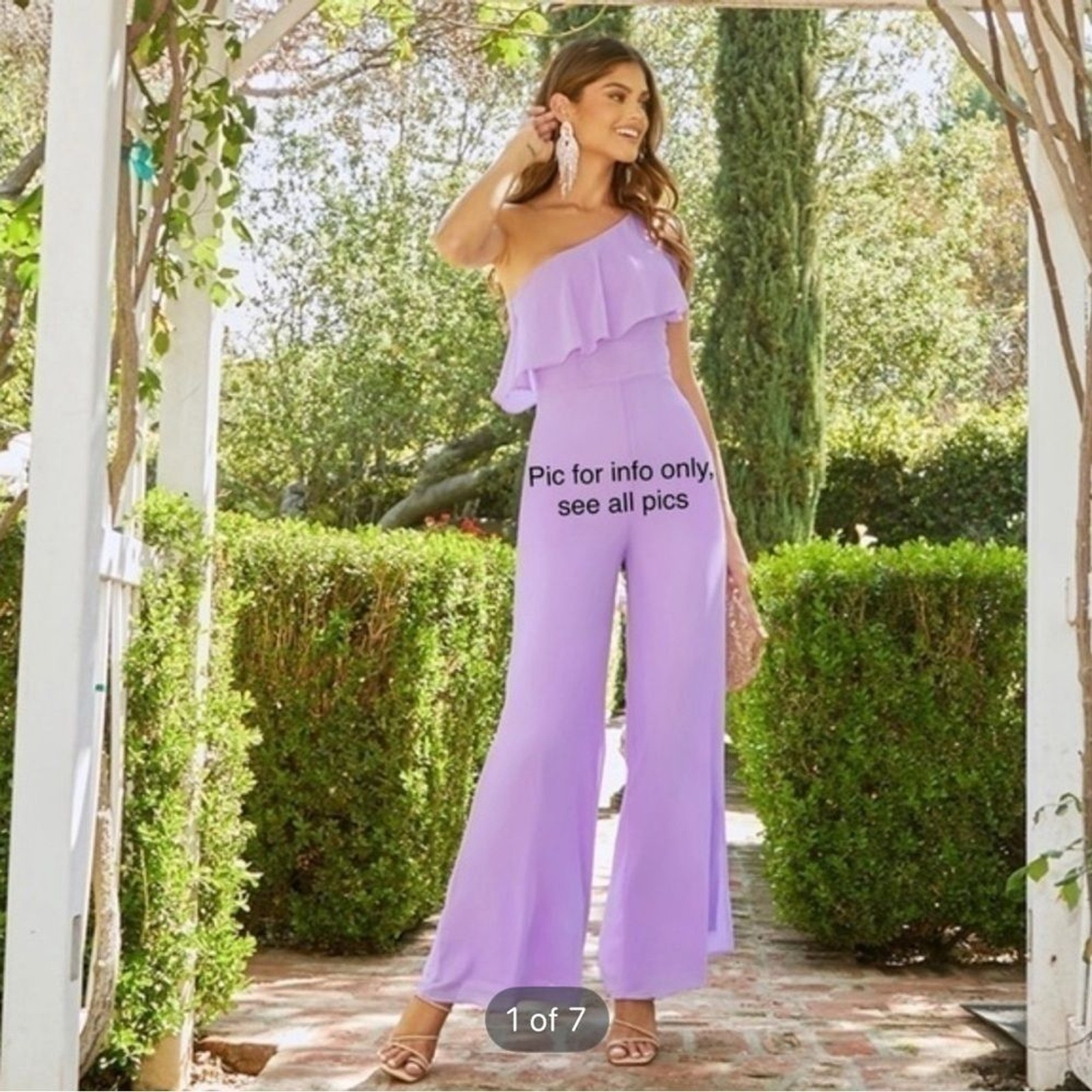 NWT One Shoulder Ruffle Trim Wide Leg Jumpsuit