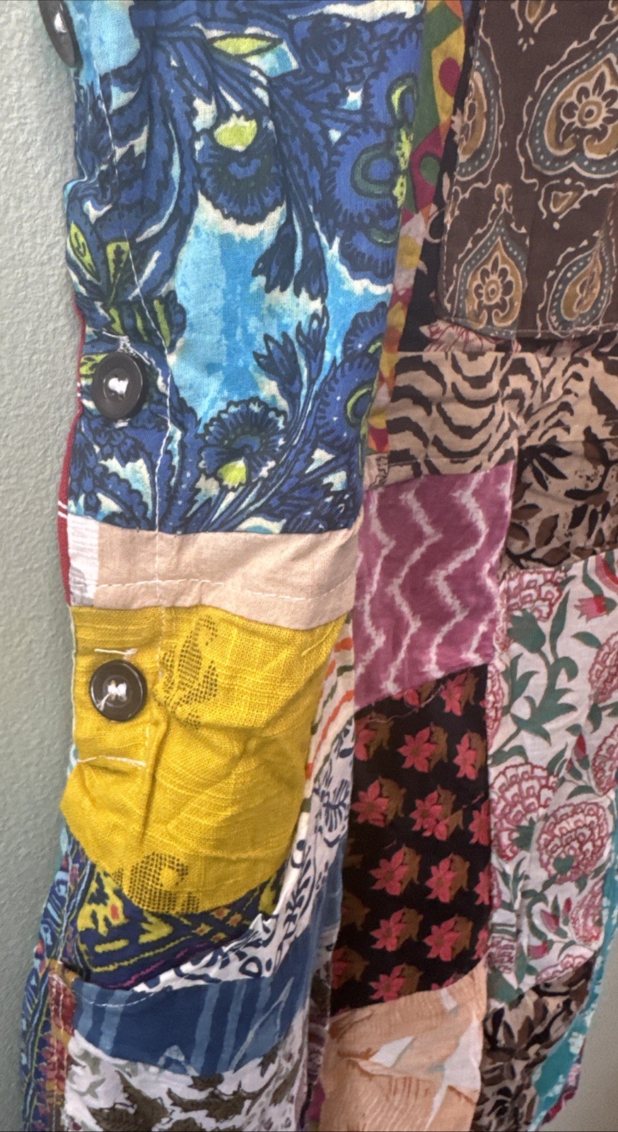 Ashley Taylor Shortalls Womens One Size Multicolor Patchwork Art Boho Overalls