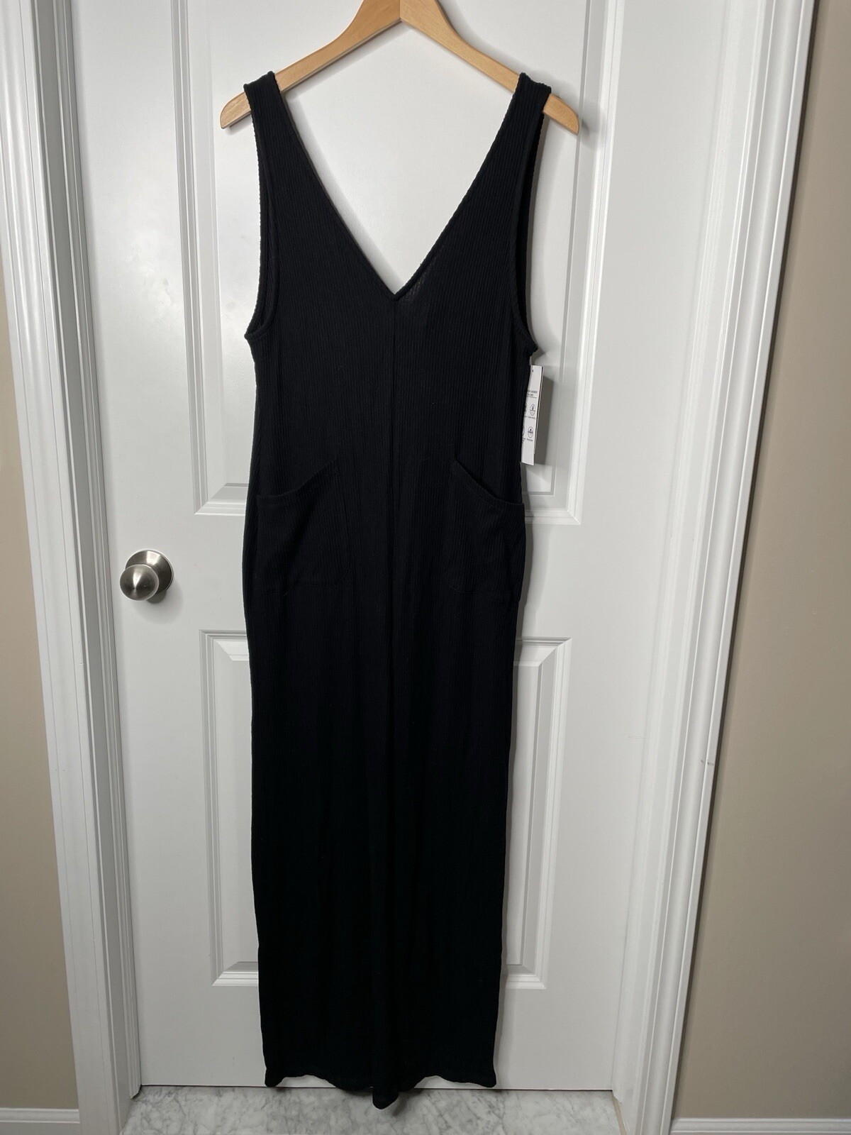 NWT Glyder Comfort Jumpsuit Women’s L Black Ribbed Stretch Wicking Breathable