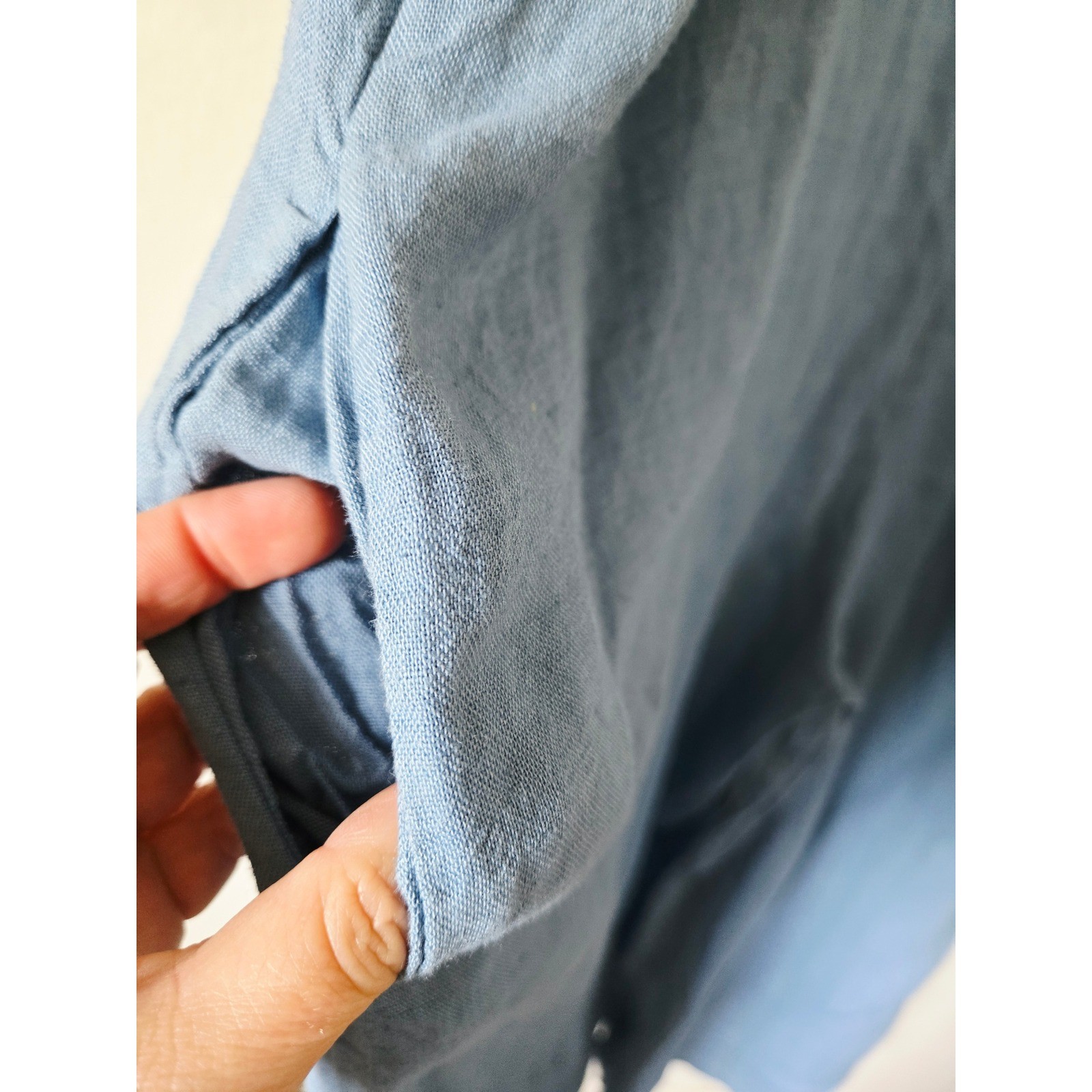 Made in Italy Womens Blue 100% Linen Wide Leg Tie Back Loose Jumpsuit Overalls