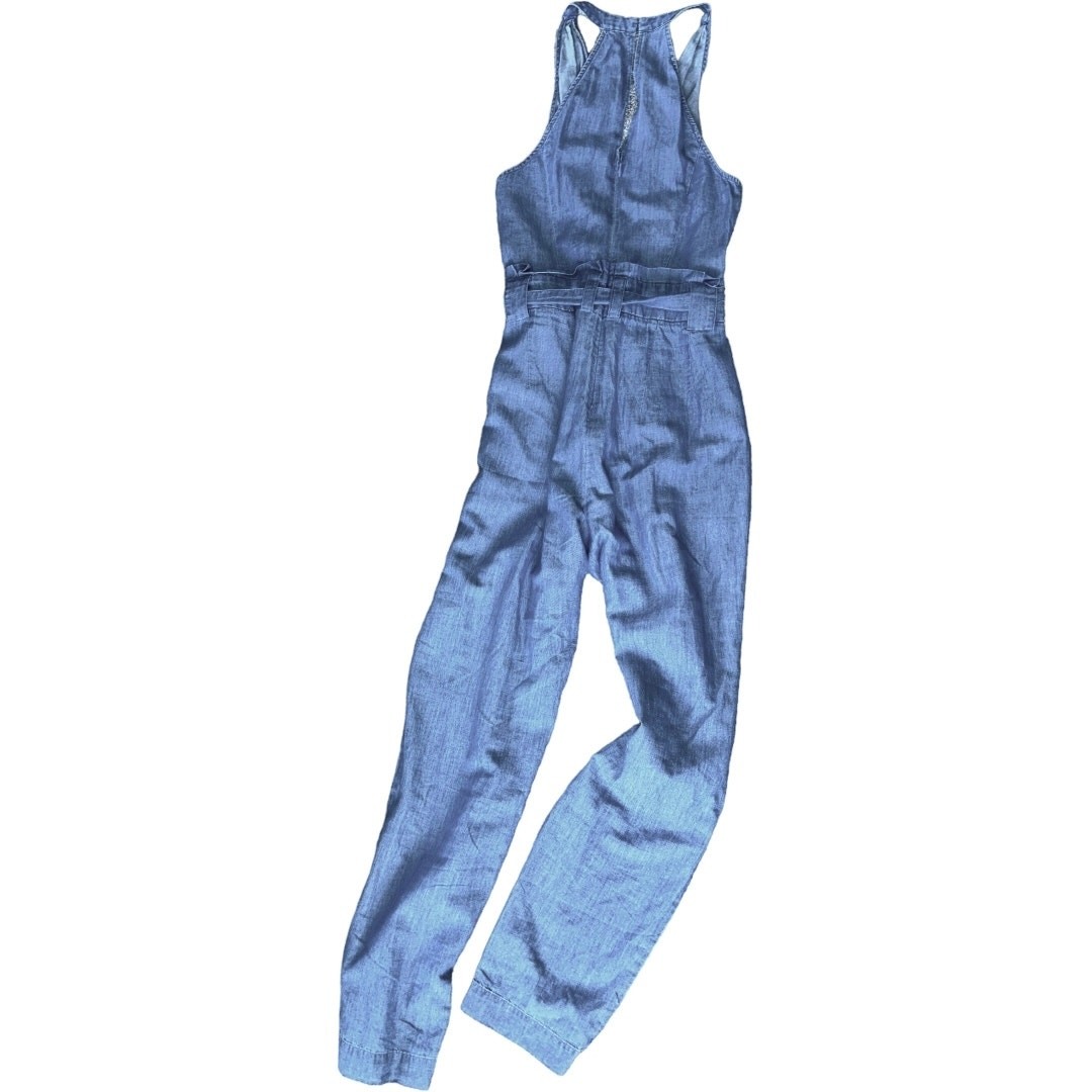 Express Blue Denim Chambray Romper Jumpsuit Sleeveless Lightweight fabric Size 4