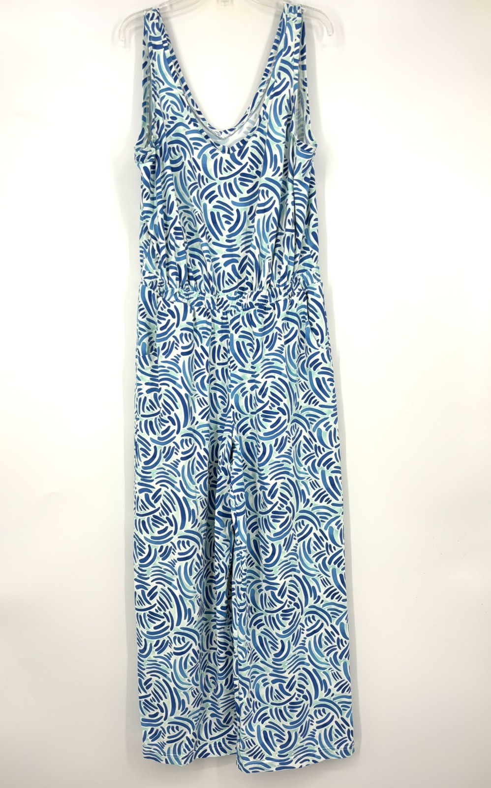 Southern Tide Medium Annabel Jumpsuit Pants Blue Watercolor Sleeveless