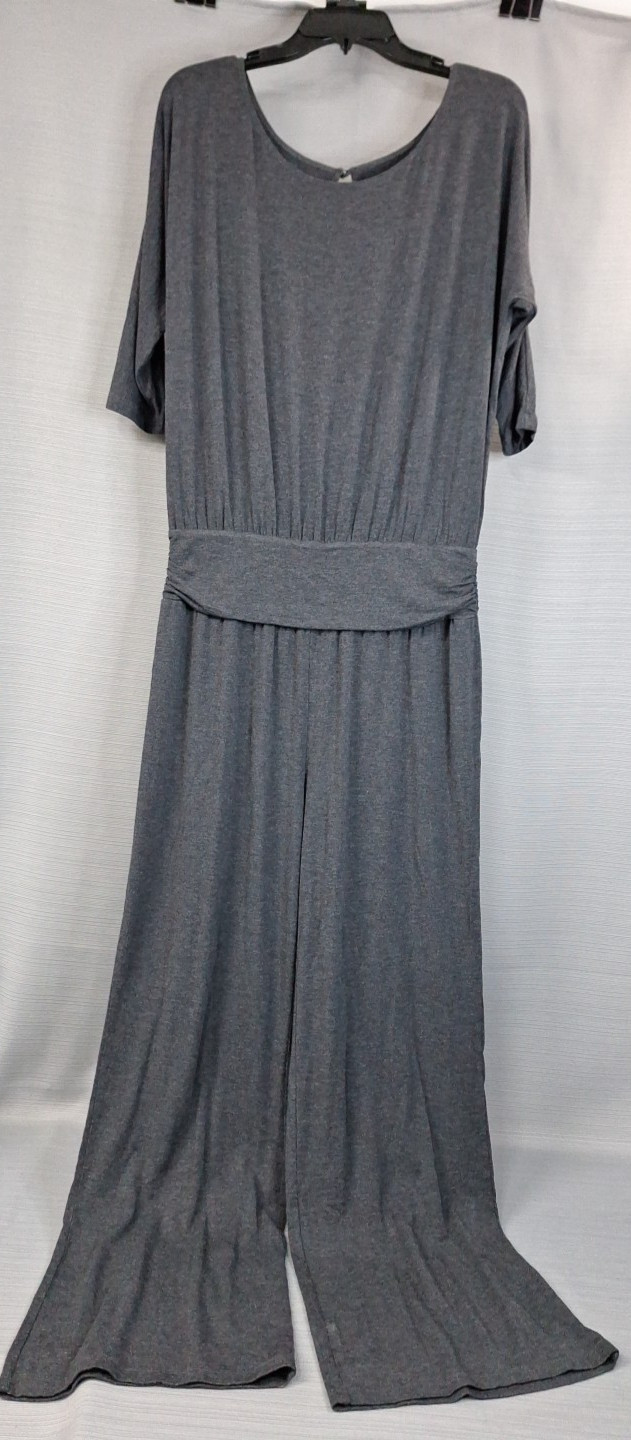 SOFT SURROUNDINGS Womens Gray Jumpsuit Romper Size M Half Sleeve Stretch Comfy