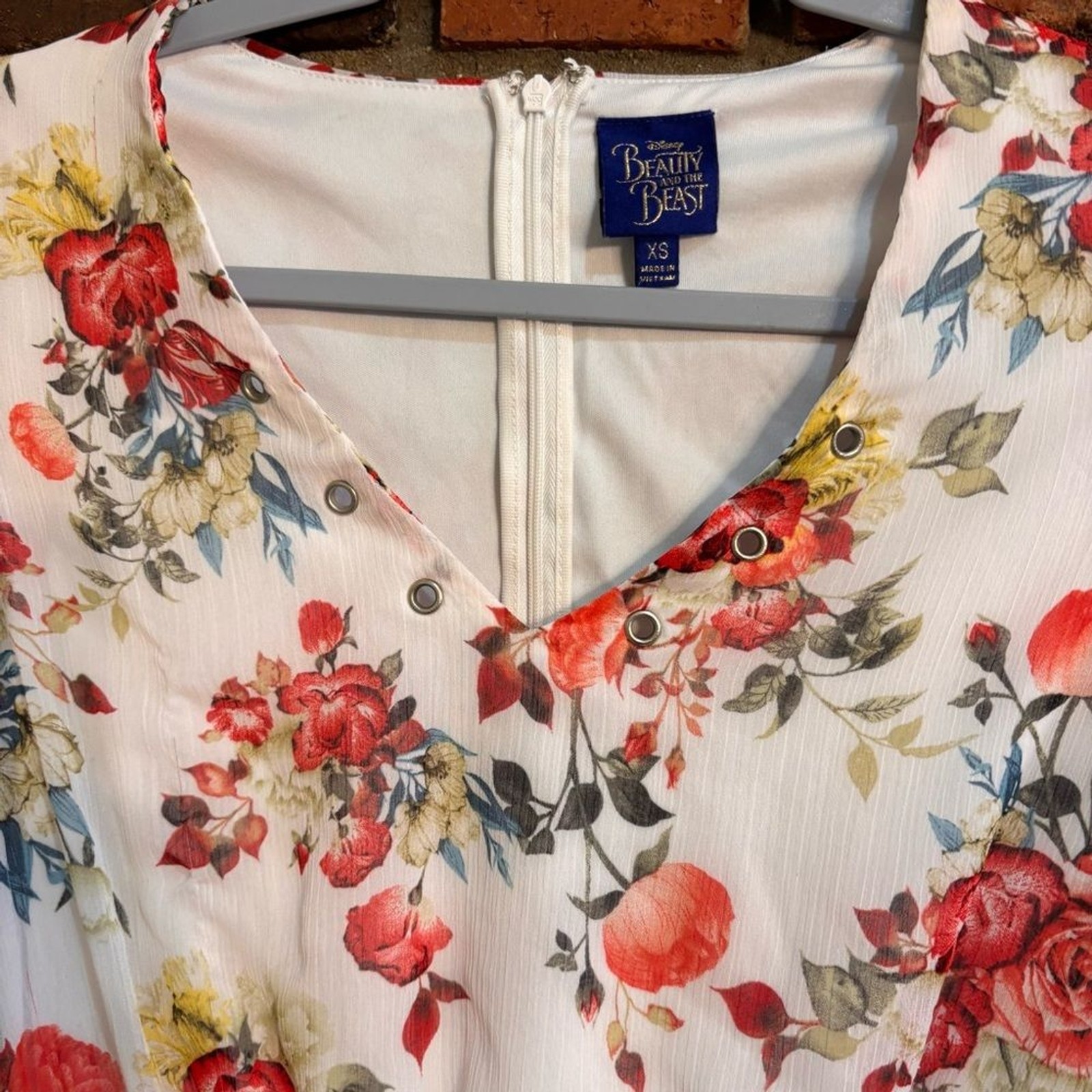 Disney womens Beauty and the beast floral y2k cottagecore fairy romper white XS