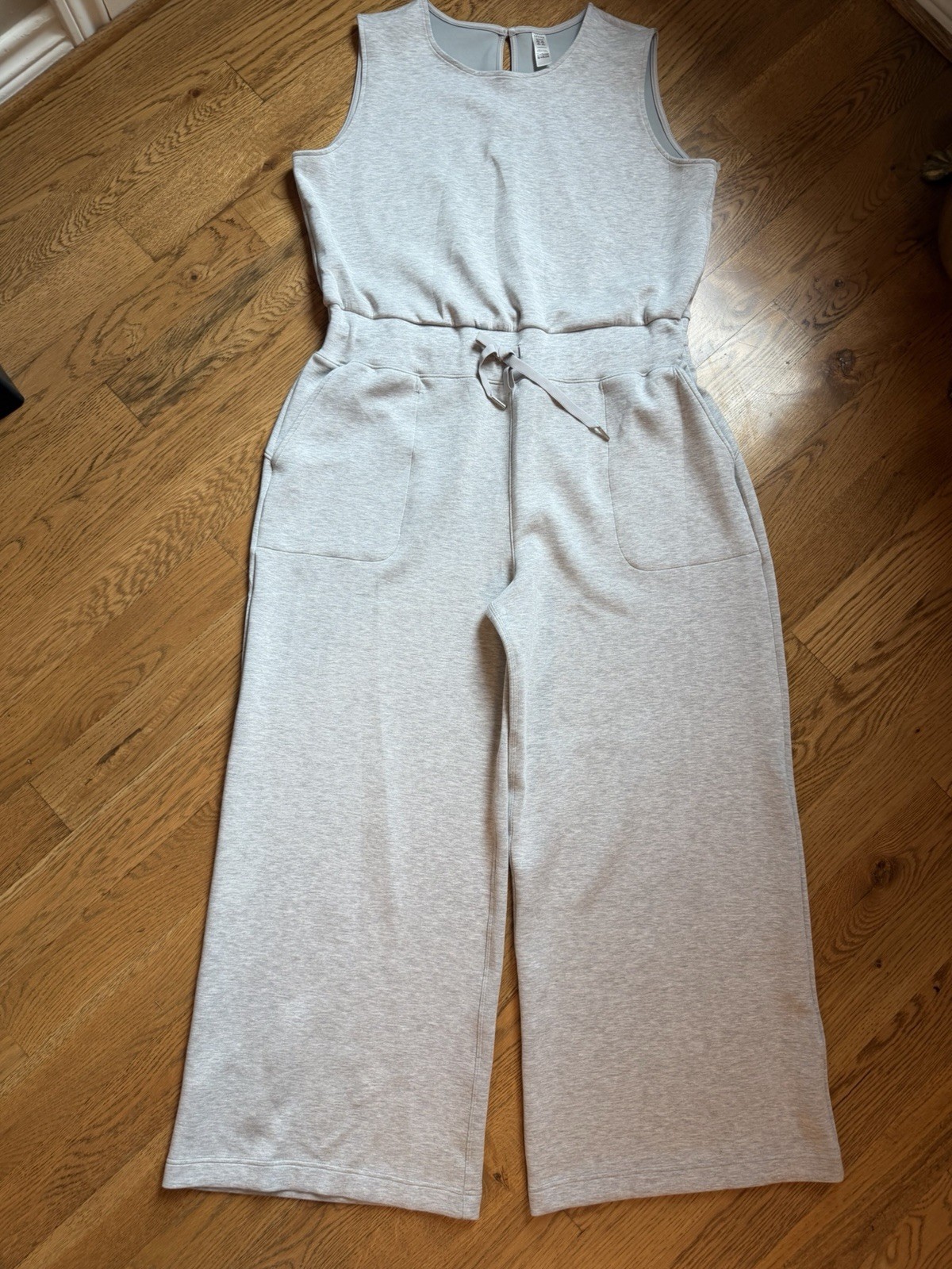 SPANX Air Essentials 2XL Jumpsuit Sleeveless Gray Wide Leg Pocket Preppy Stretch