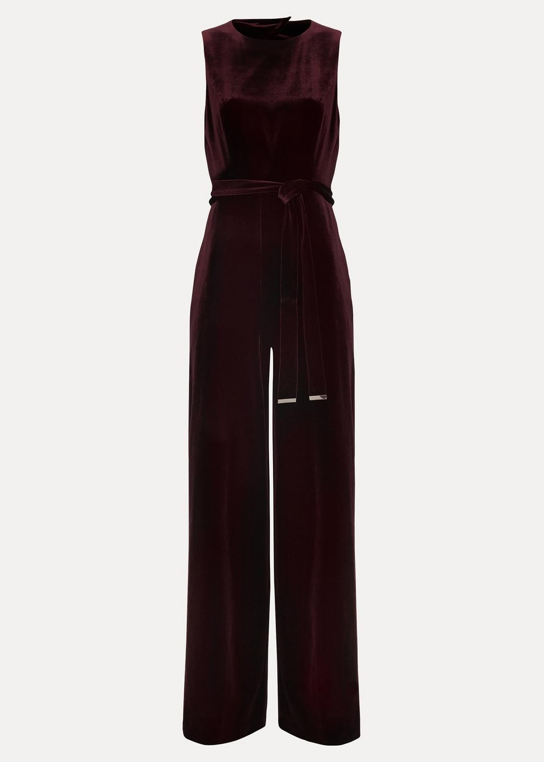Women’s Phase Eight Marta Burgundy Velvet Jumpsuit Size UK 10 RRP £139