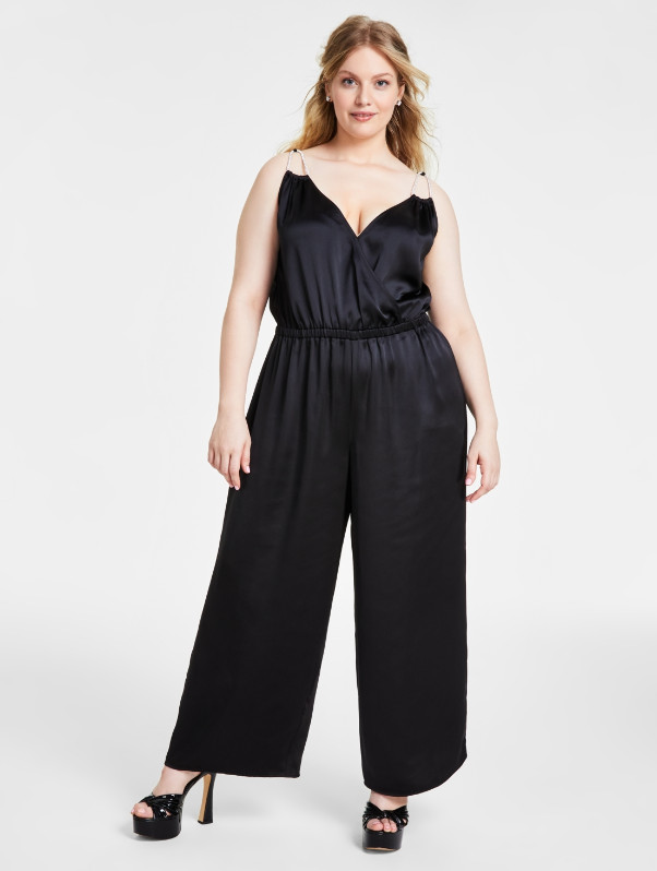 Michael Michael Kors Rhinestone Strap Jumpsuit Black Plus Size 0X