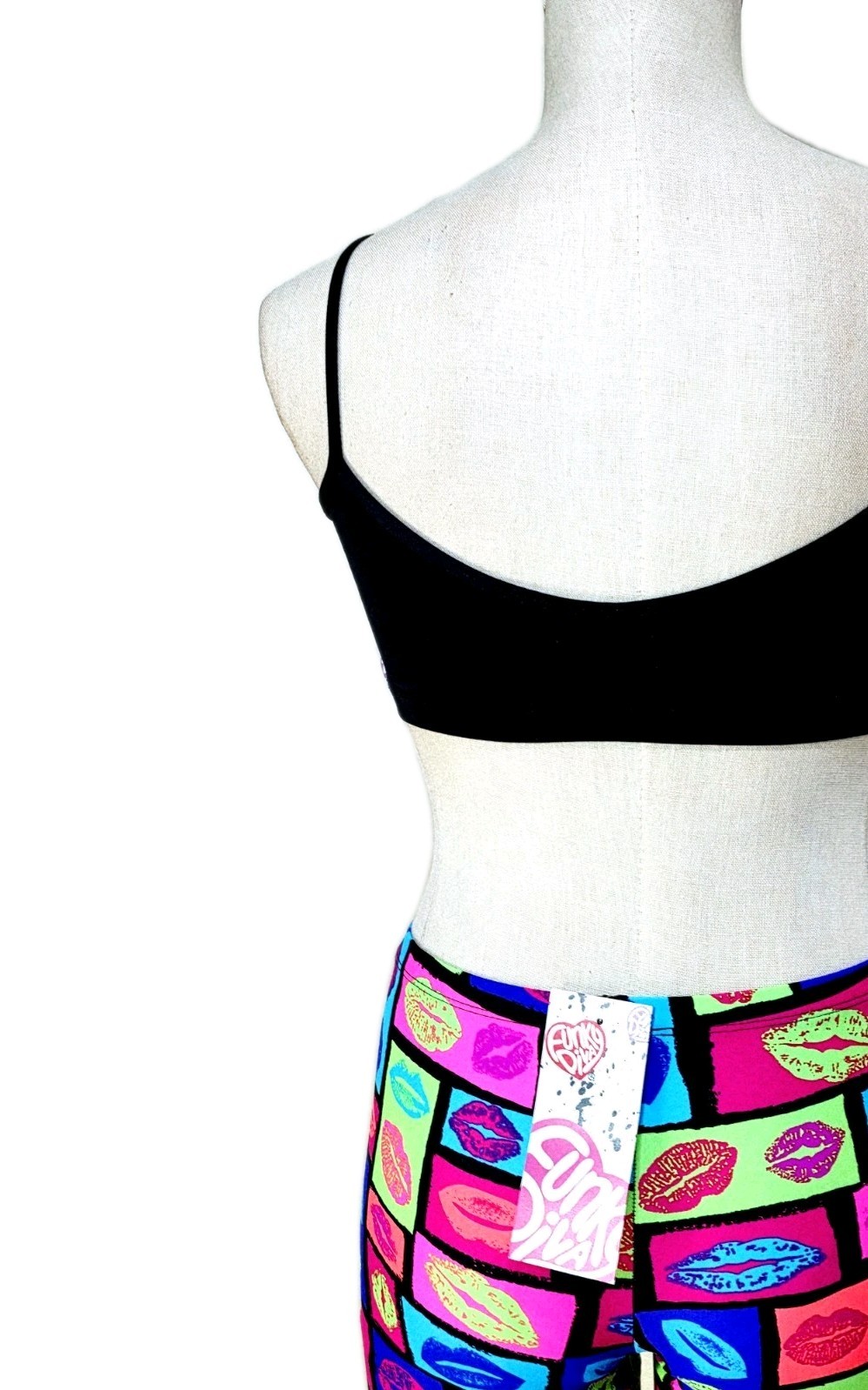 80s Retro Neon Kiss Fashionista Dance Legging Sport Bra Set Women’s M Funky Diva