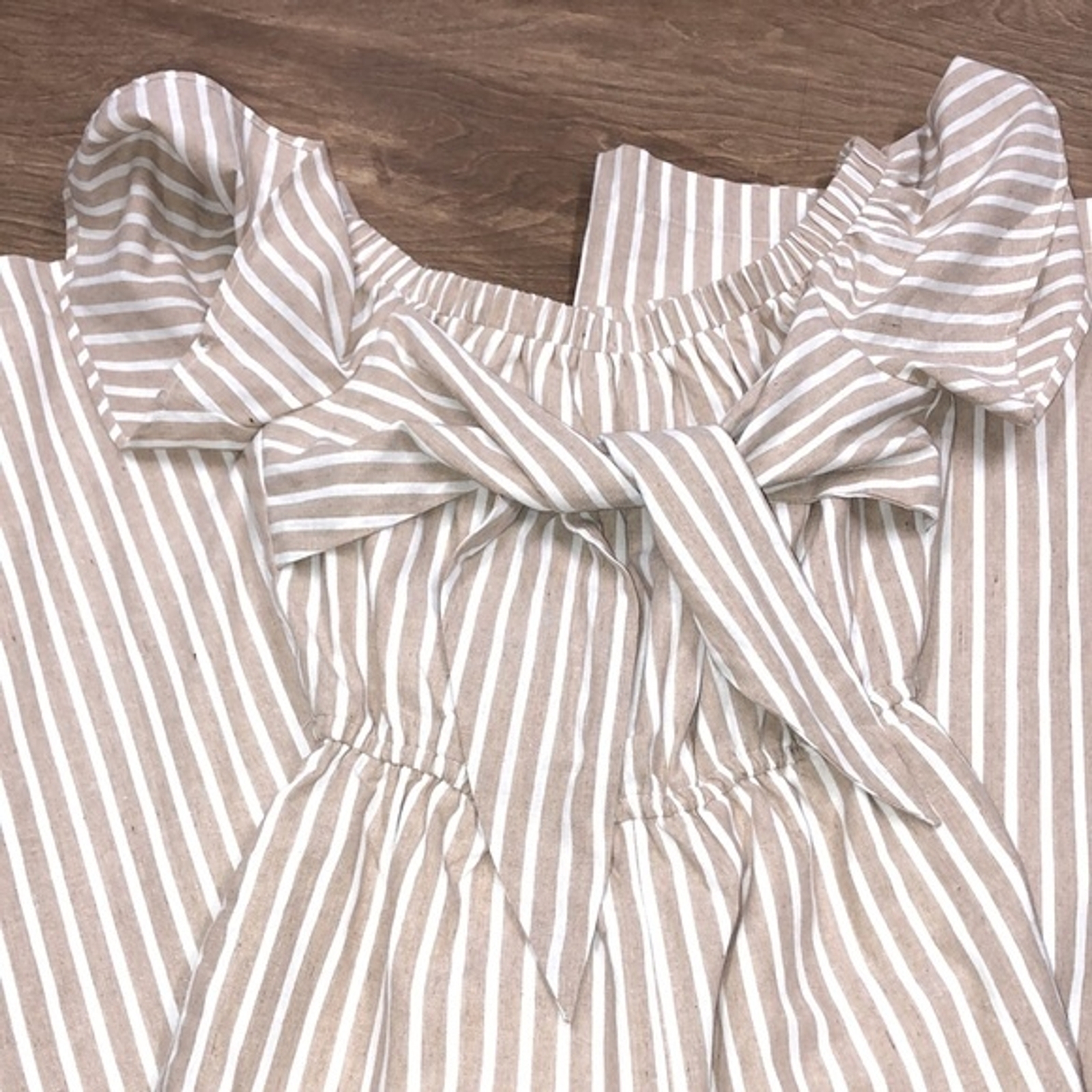 English Factory xsmall tan striped cotton romper