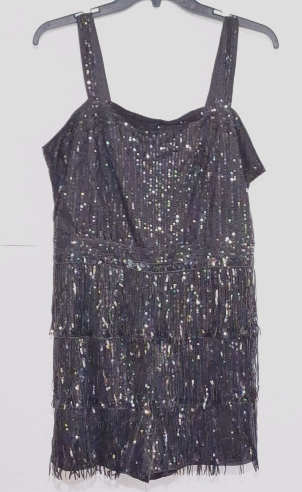 Shein Women’s Shortalls Romper Fringy Sparkly Flapper Roaring 20’s Elegant 12