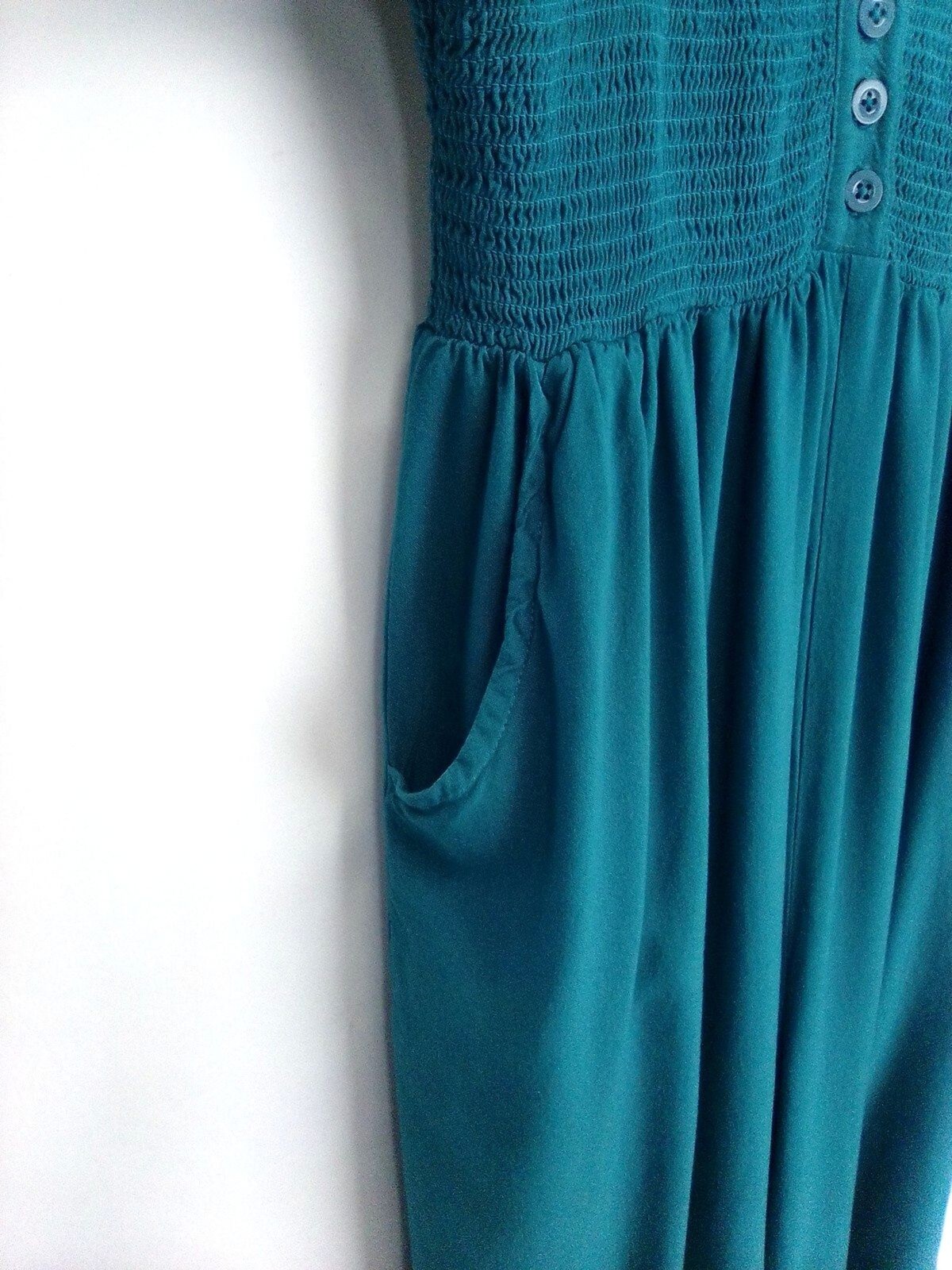 Partons & Peace Women’s V- Neckline Teal Wide-Leg Short Sleeve Jumper Size L
